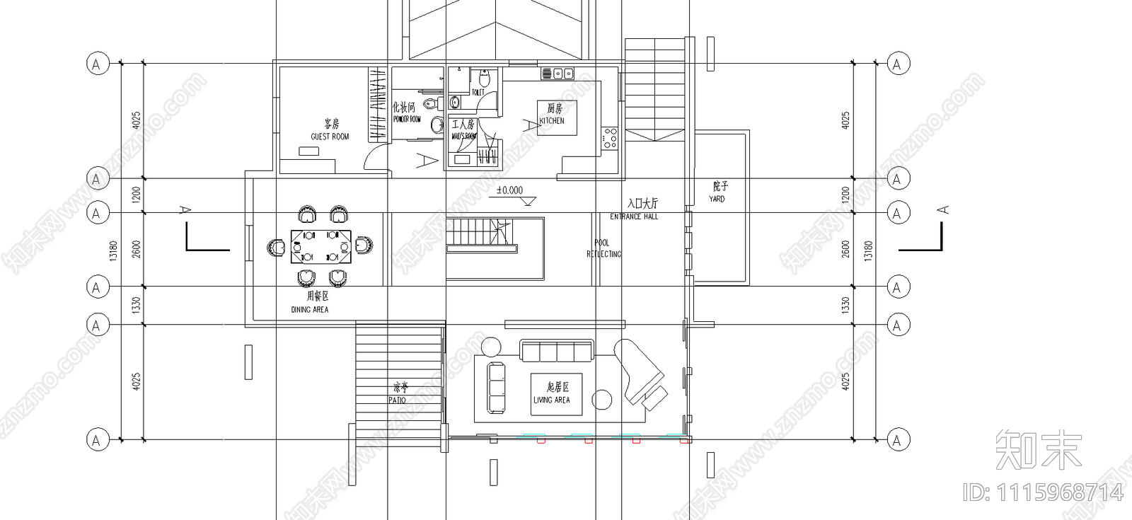 别墅装修施工图cad施工图下载【ID:1115968714】