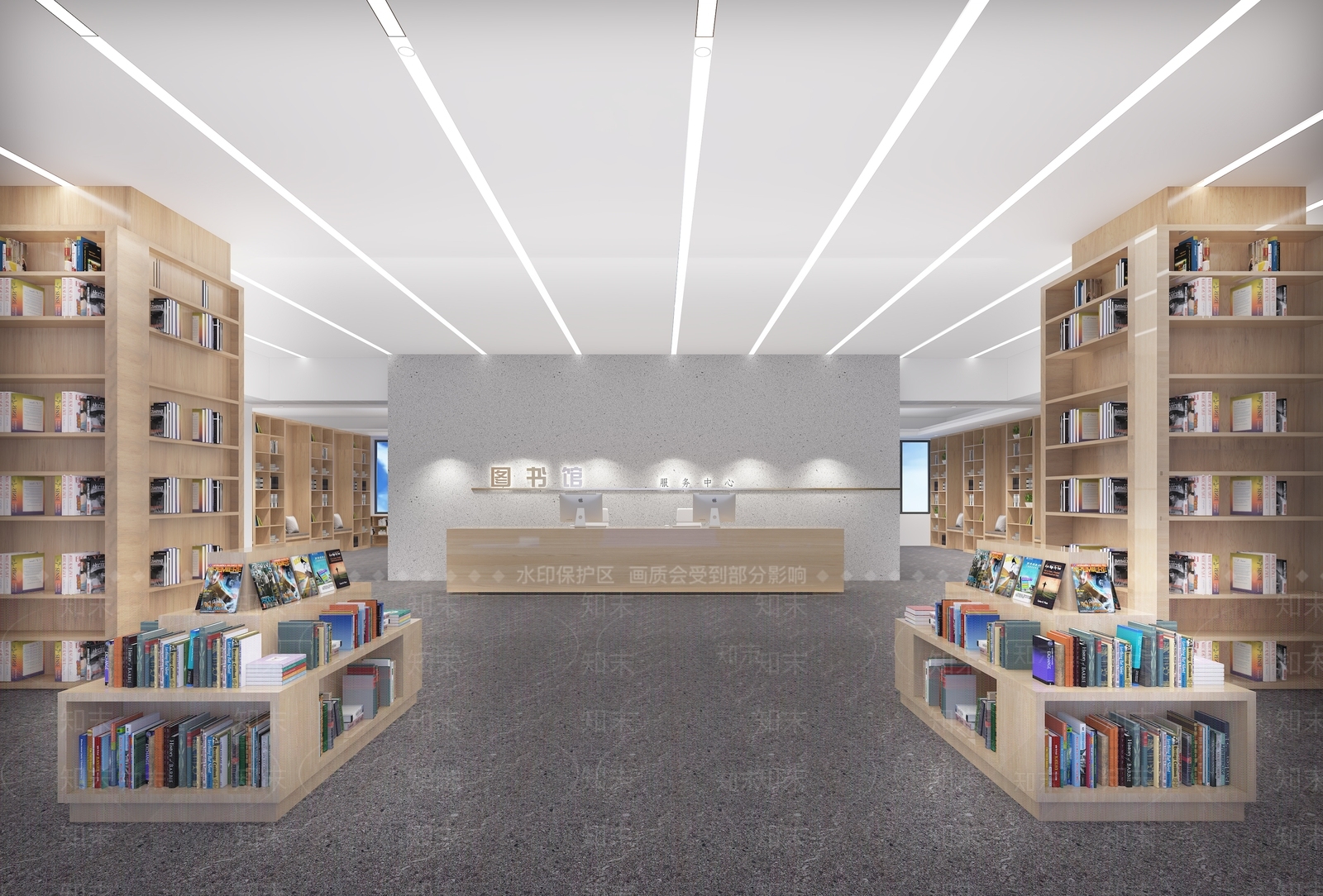 现代图书馆借阅服务台3D模型下载【ID:1115971902】