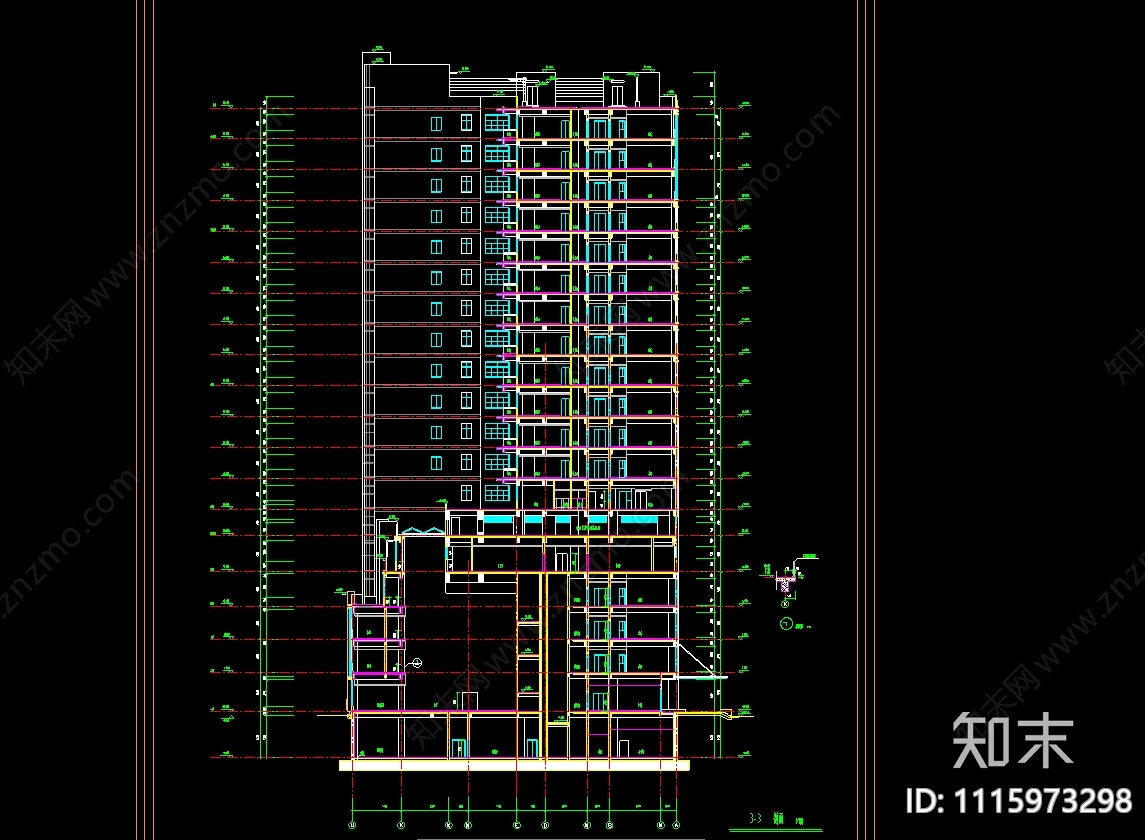 某大型医院门诊楼建筑结构工程项目平面立面电梯雨棚CAD施工图下载【ID:1115973298】