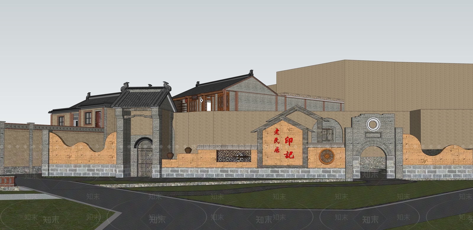 中式乡村游民房SU模型下载【ID:1116183420】