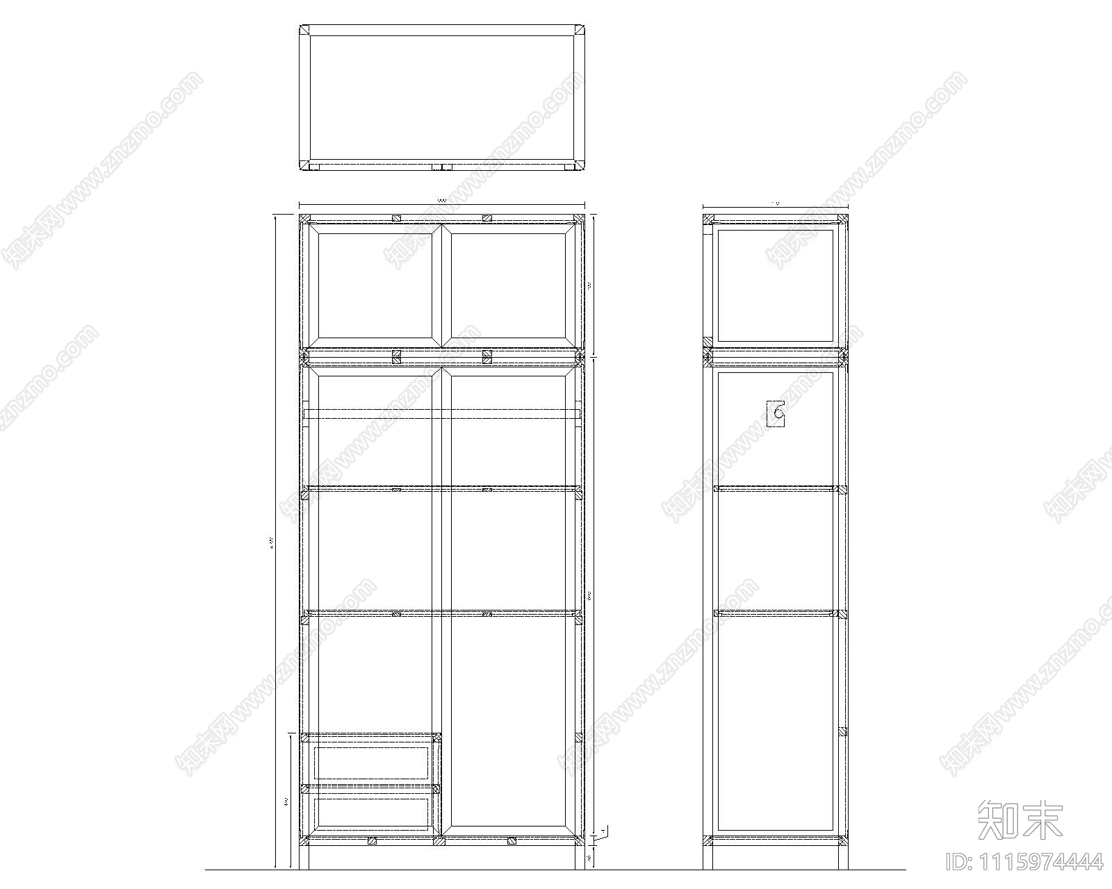 红木博古架橱柜施工图施工图下载【ID:1115974444】