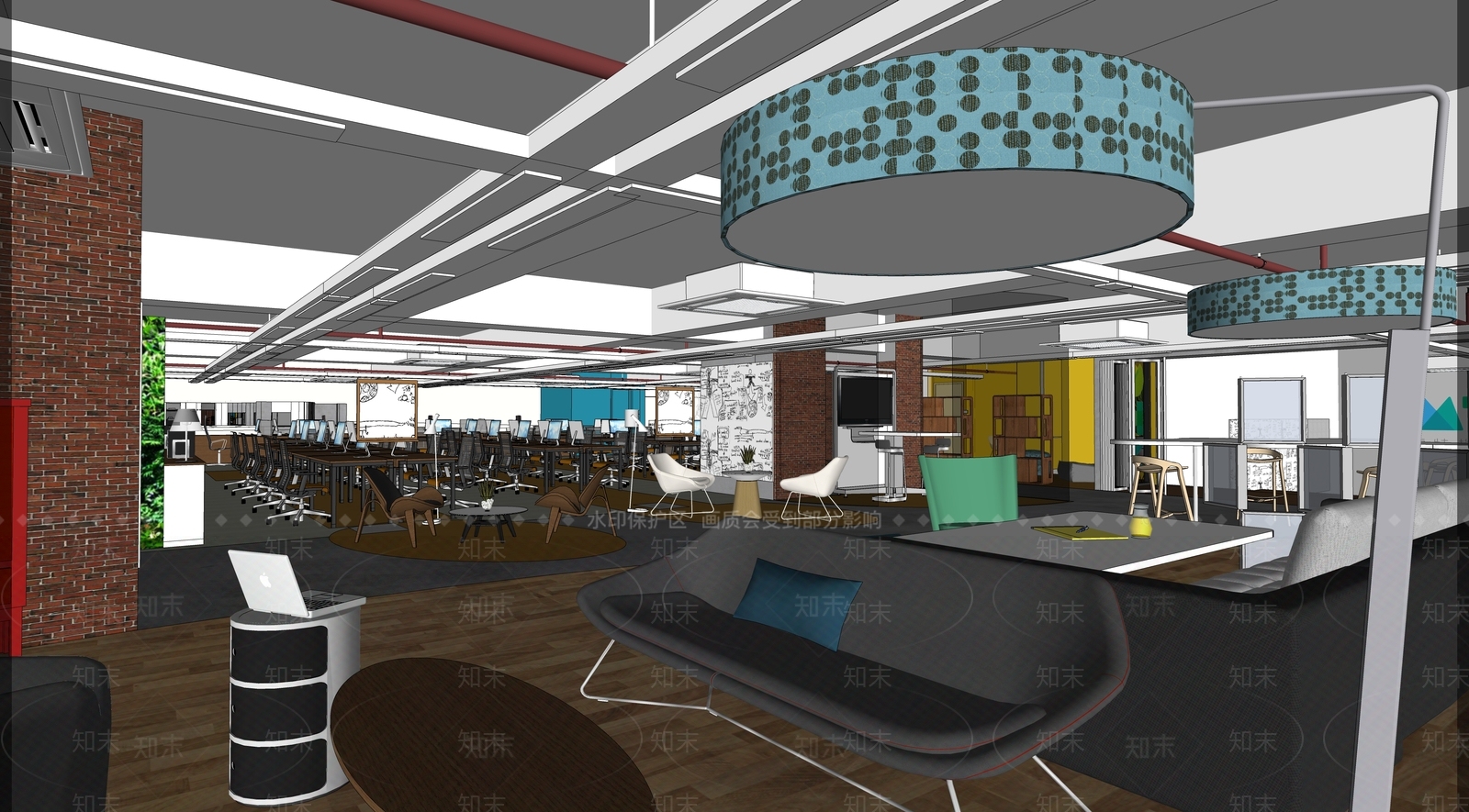 现代办公室内模型SU模型下载【ID:1115974442】