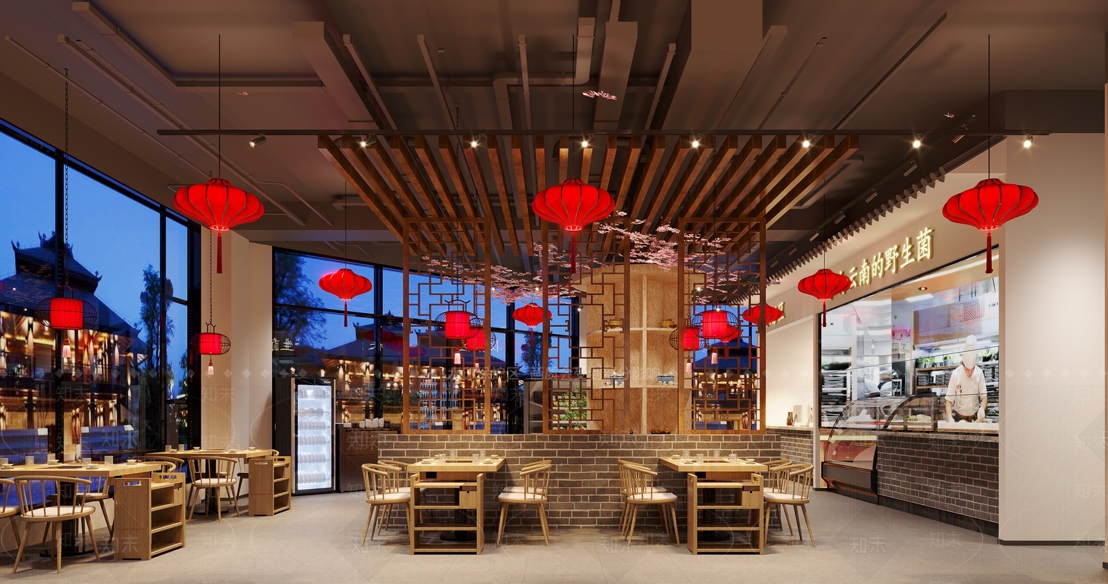 新中式野生菌火锅店3D模型下载【ID:1115976667】