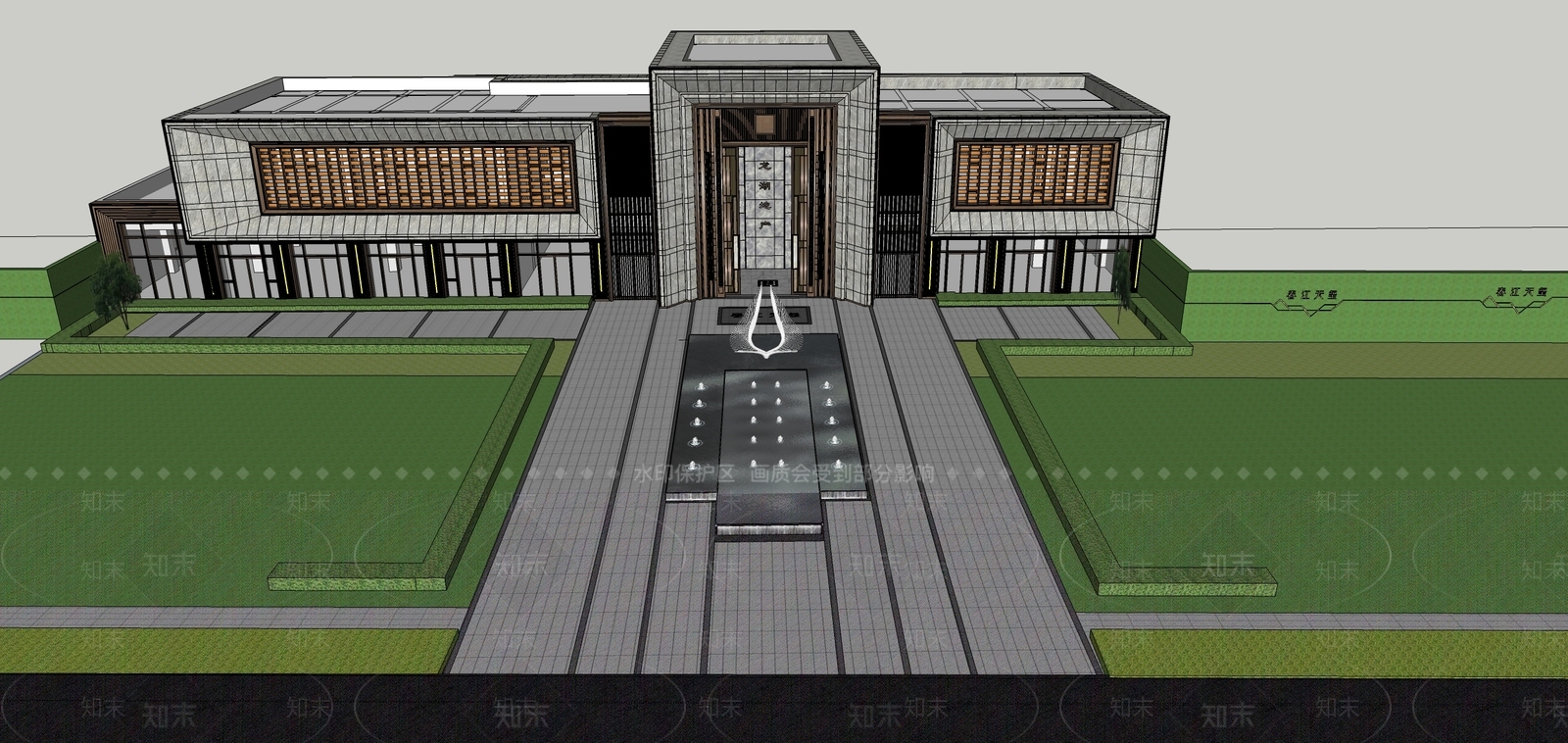 现代售楼处建筑SU模型下载【ID:1117076438】