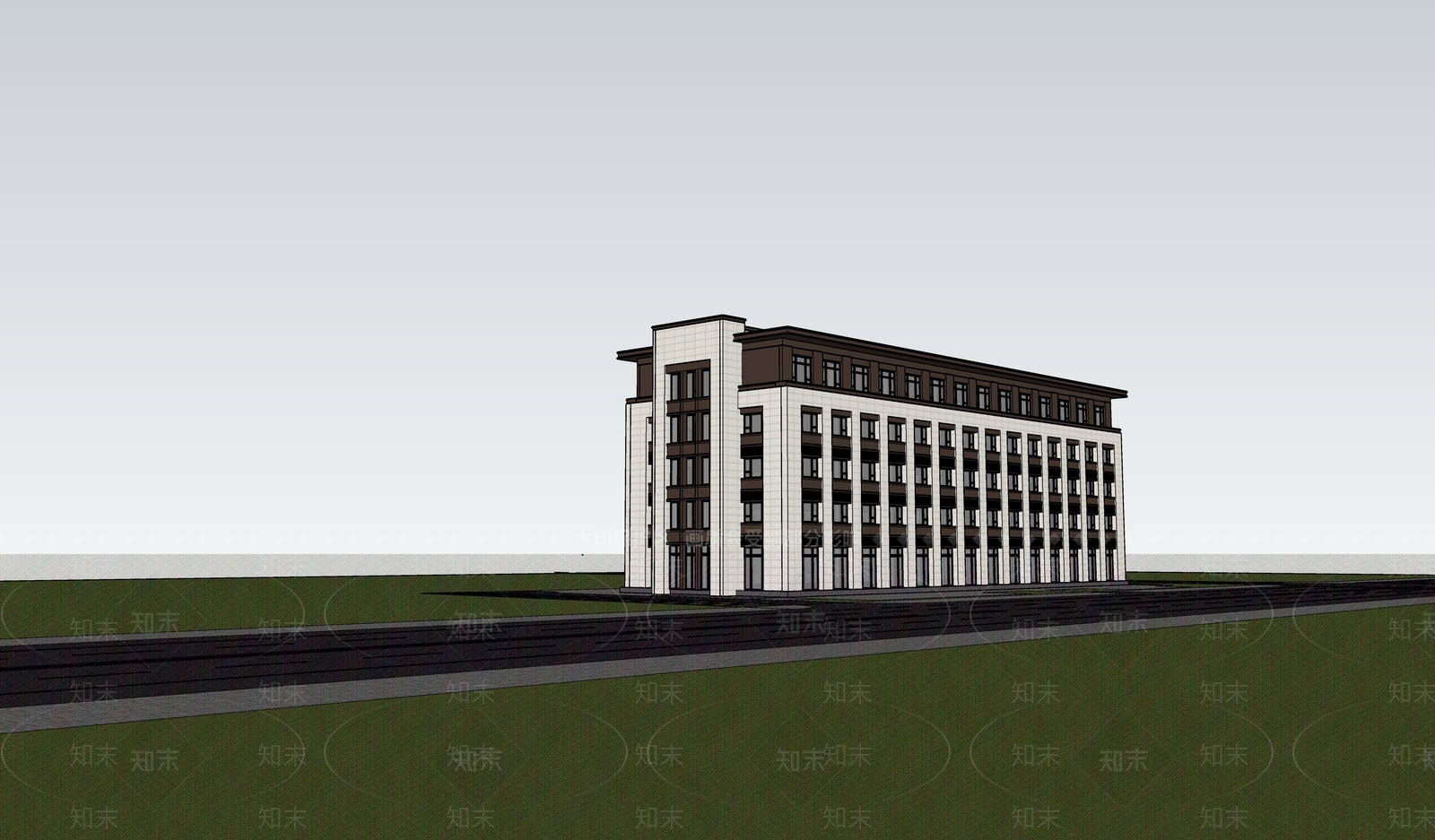 新中式医疗建筑SU模型下载【ID:1115985268】