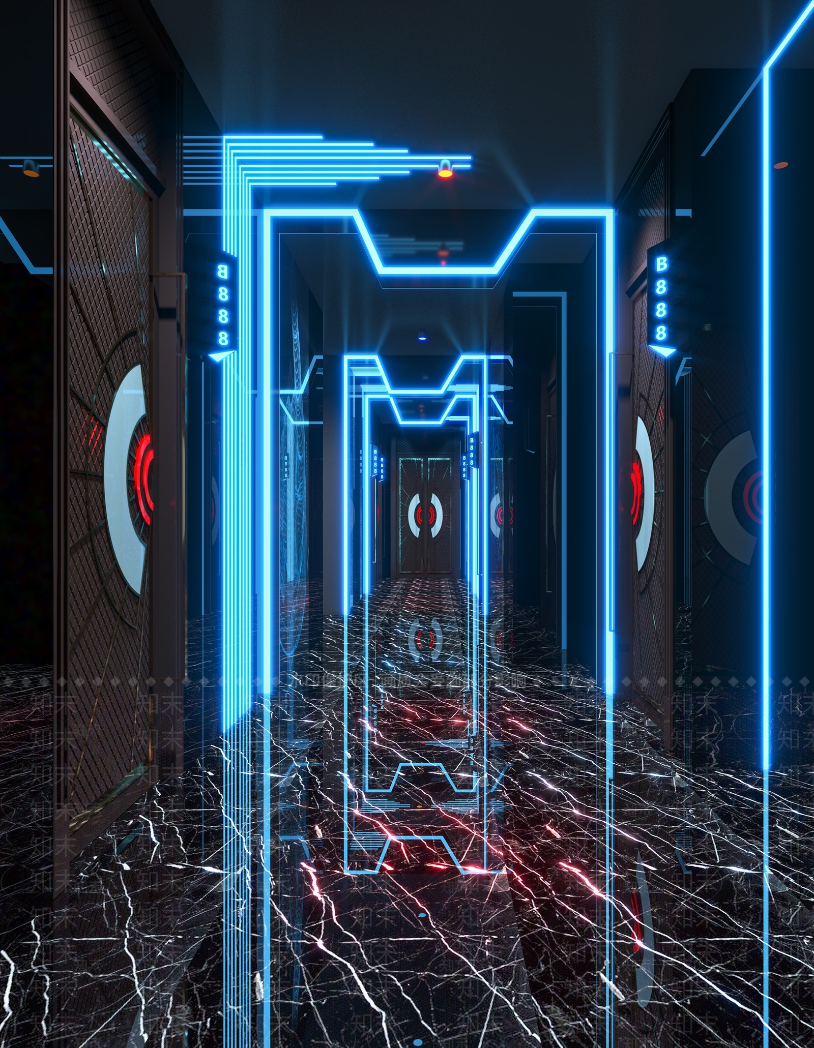 现代KTV走道3D模型下载【ID:1115999535】