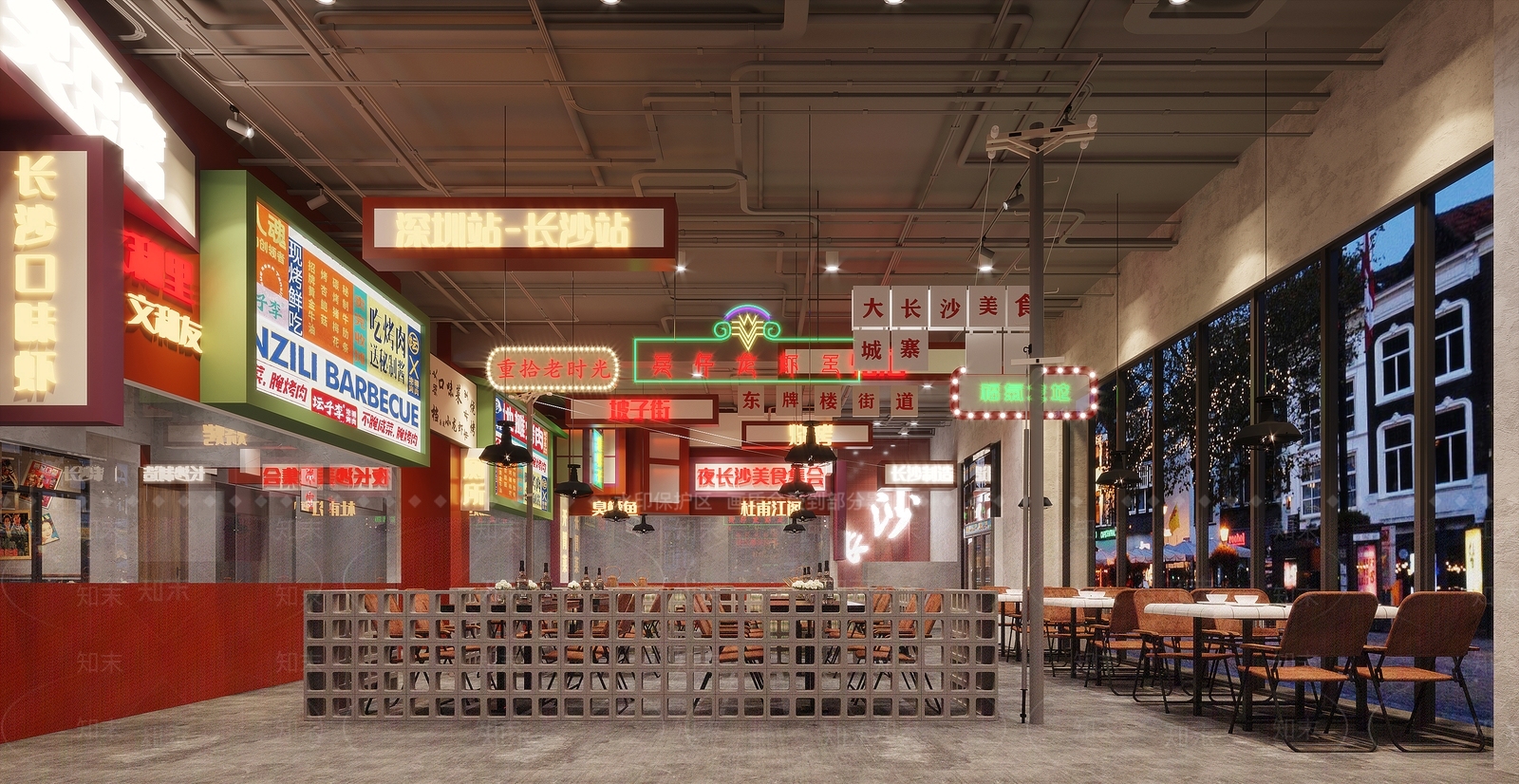 工业风国潮港风烧烤店3D模型下载【ID:1116005504】