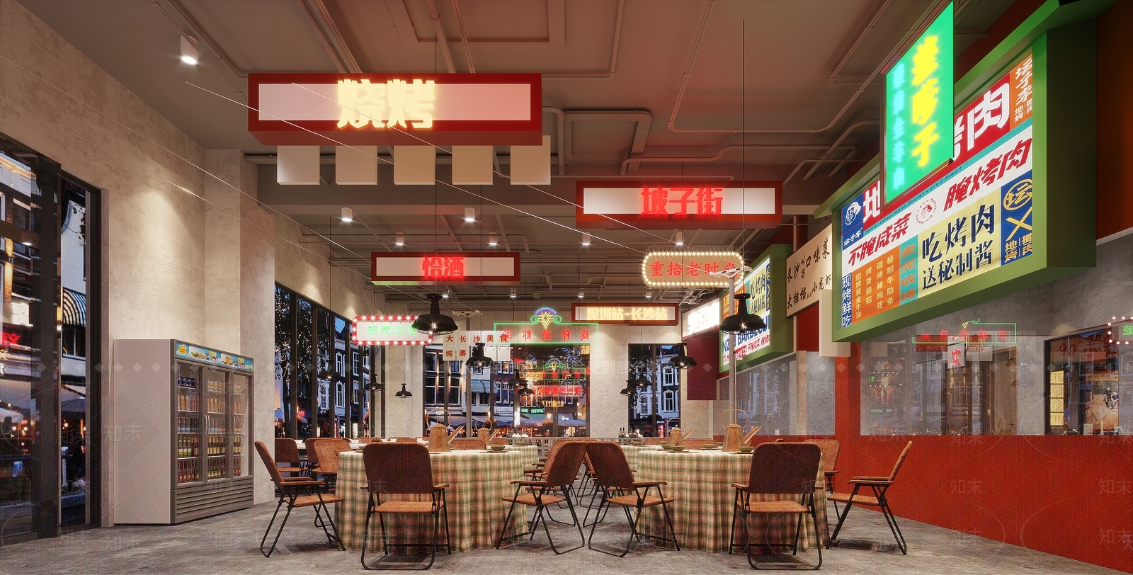 工业风国潮港风烧烤店3D模型下载【ID:1116005504】