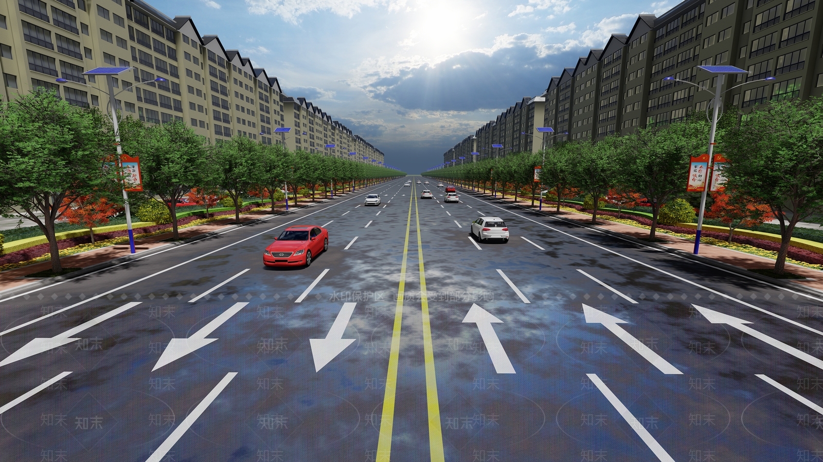 现代城市道路SU模型下载【ID:1116016705】