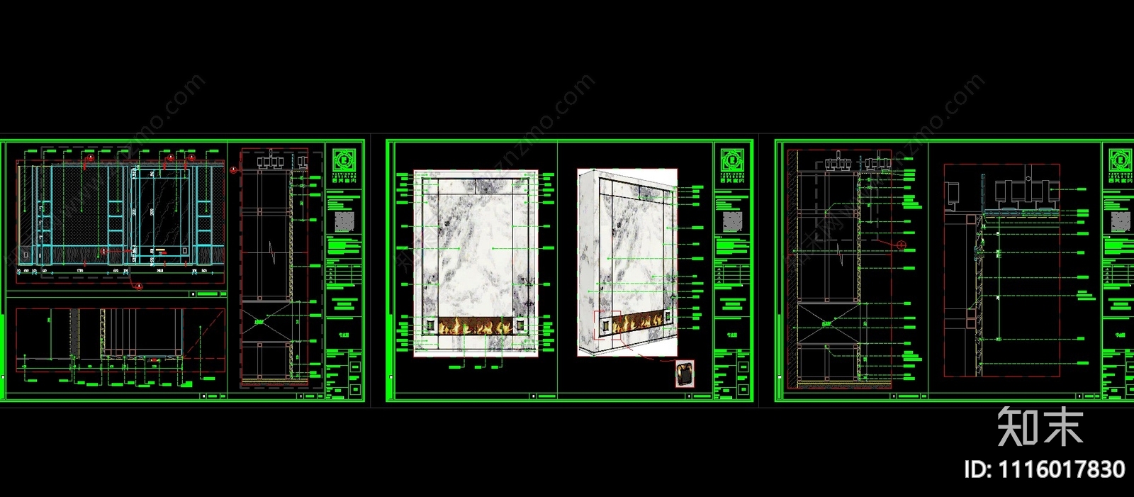戴昆样板房墙面壁炉节点cad施工图下载【ID:1116017830】