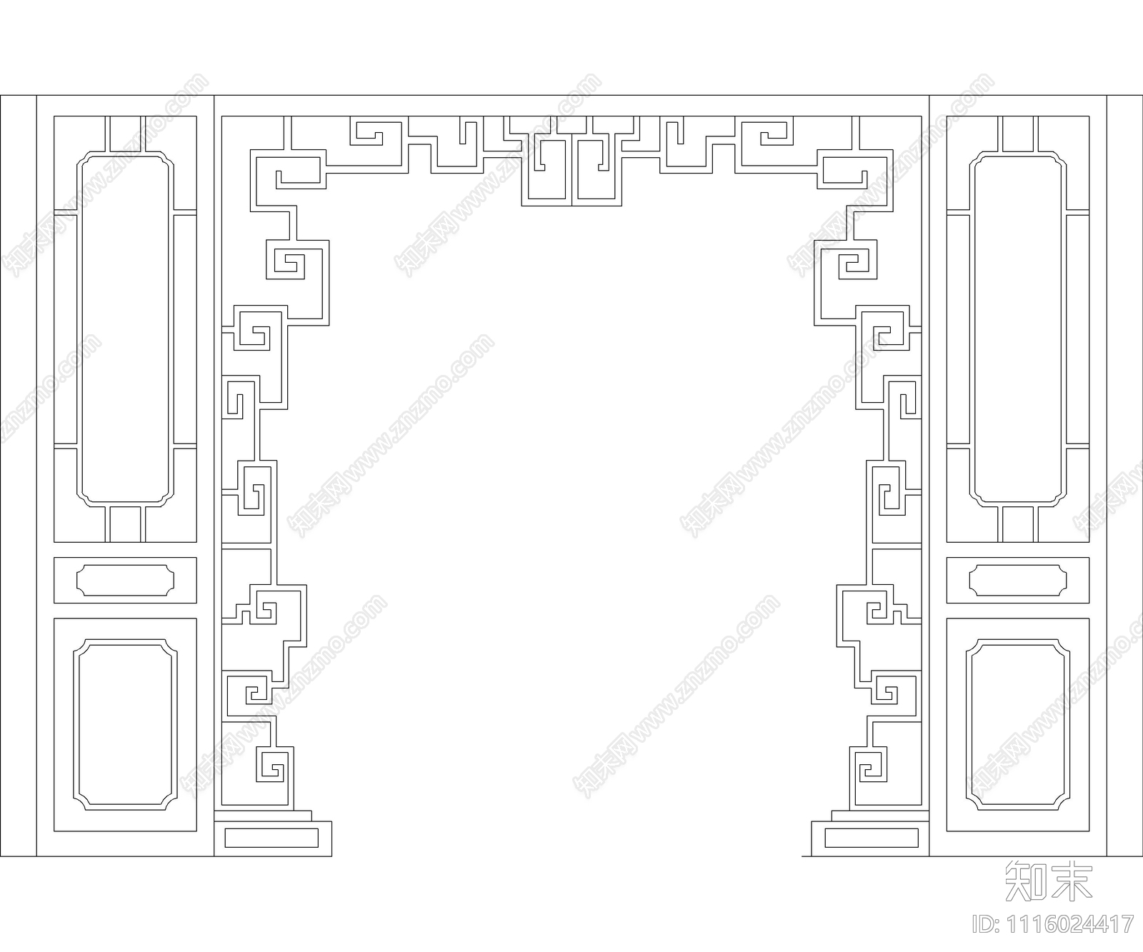 CAD中式屏风图块cad施工图下载【ID:1116024417】