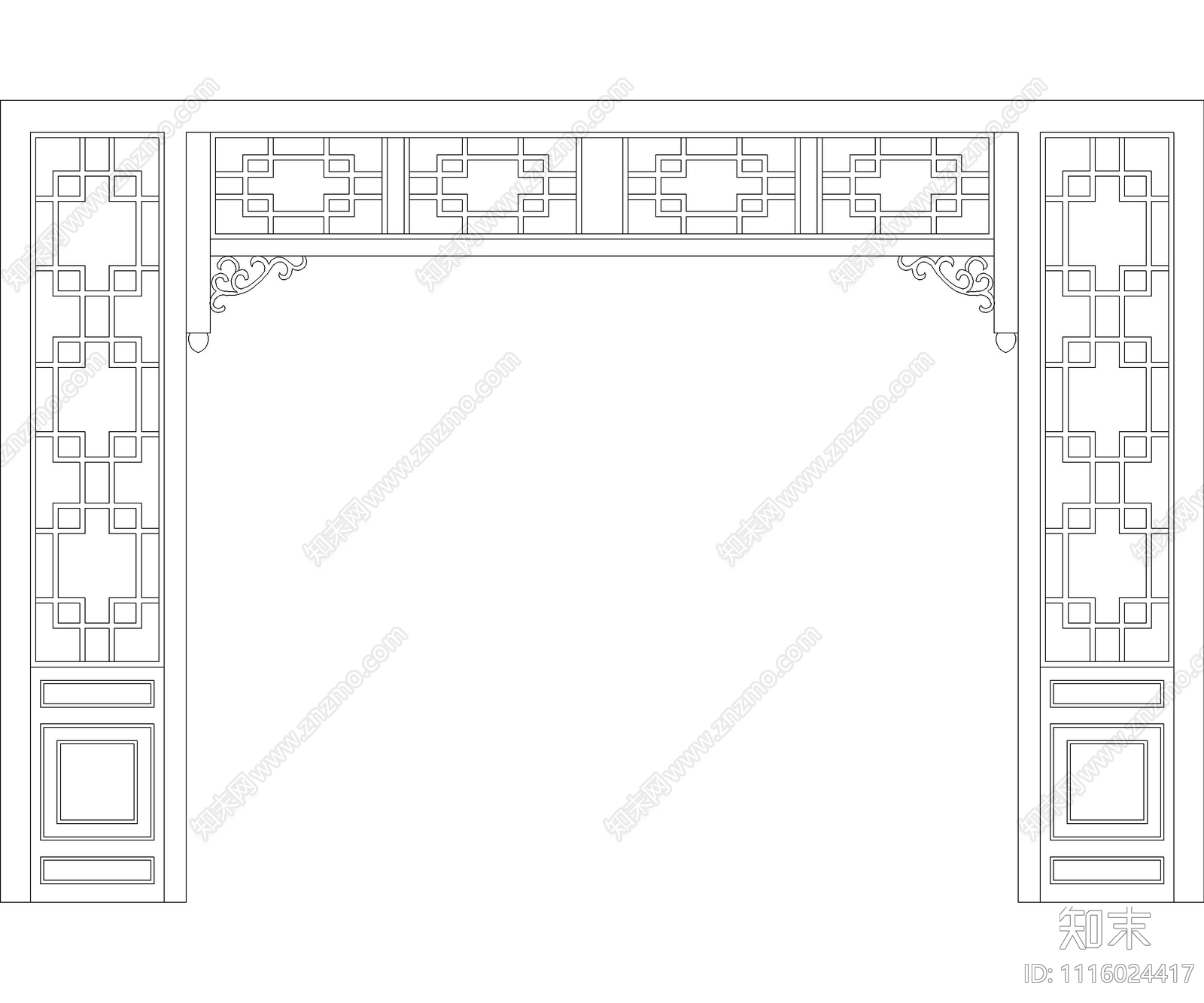 CAD中式屏风图块cad施工图下载【ID:1116024417】