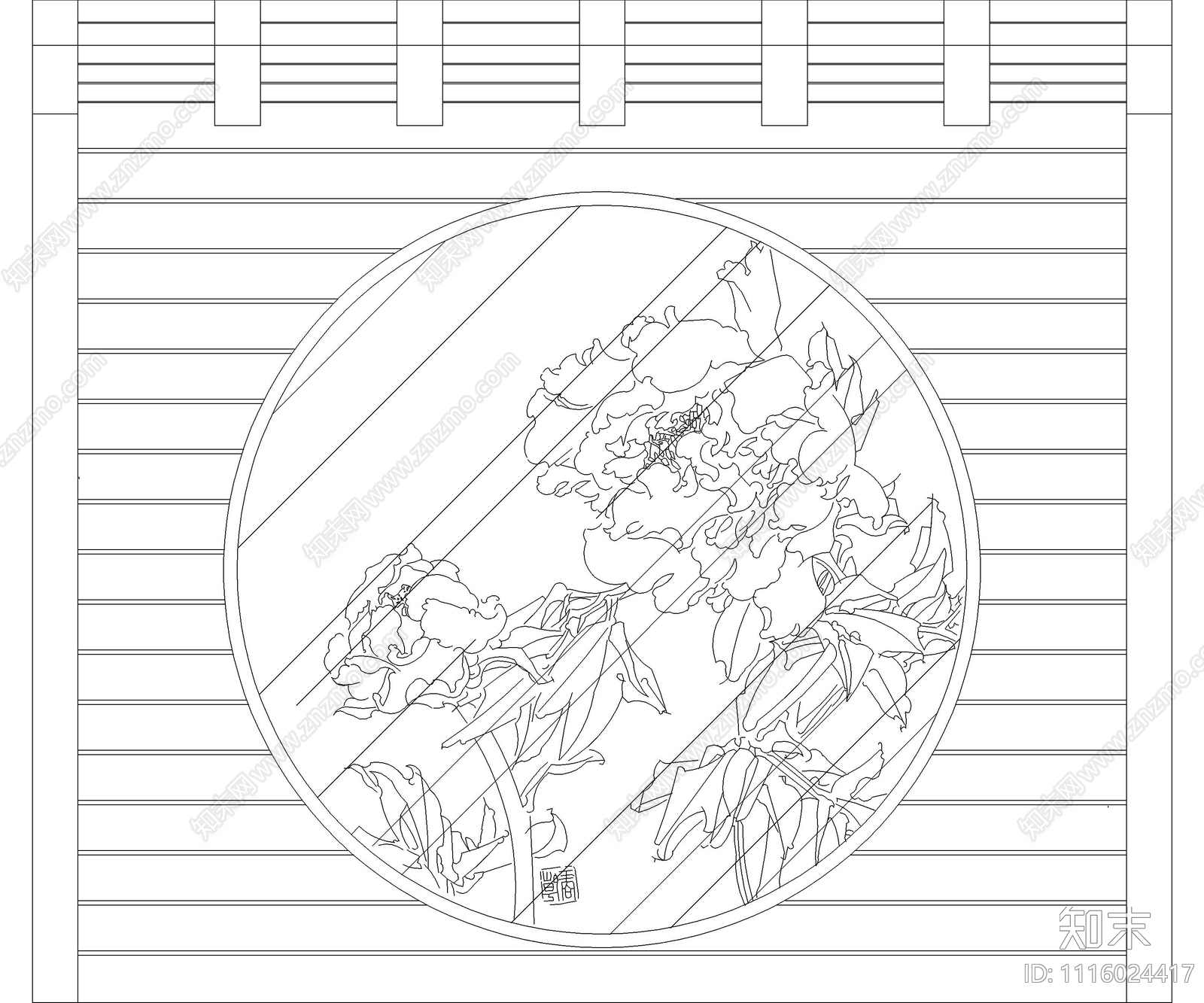CAD中式屏风图块cad施工图下载【ID:1116024417】