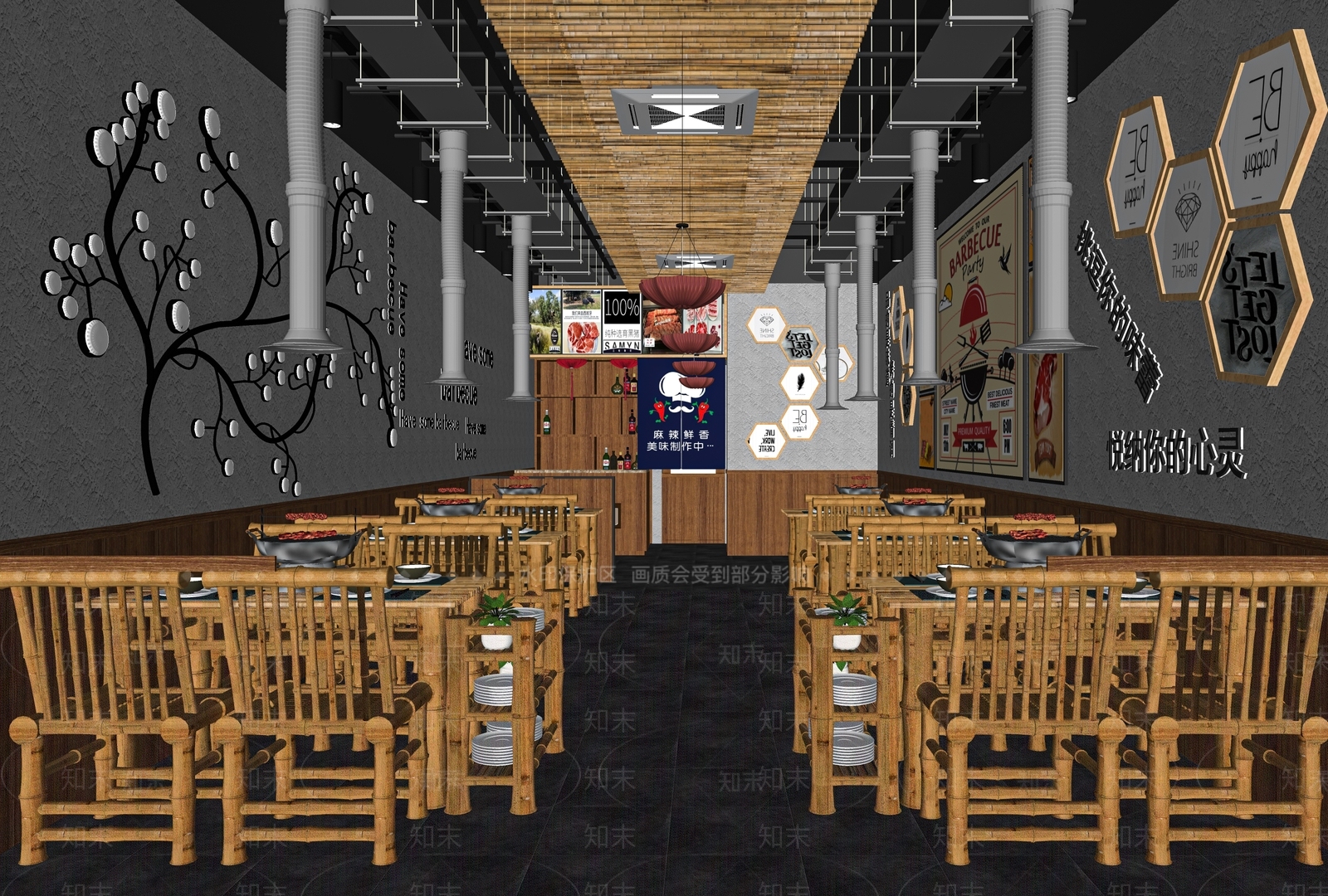 现代火锅店SU模型下载【ID:1116037505】