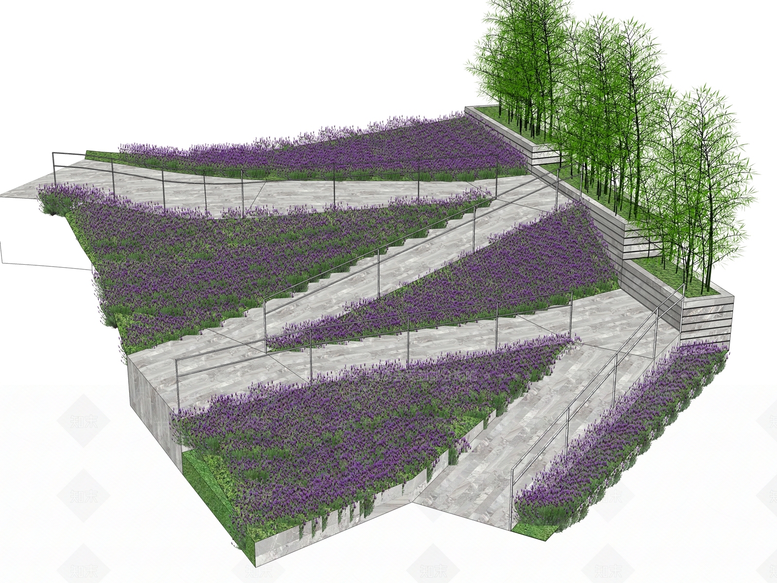 现代景观无障碍坡道SU模型下载【ID:1116034690】