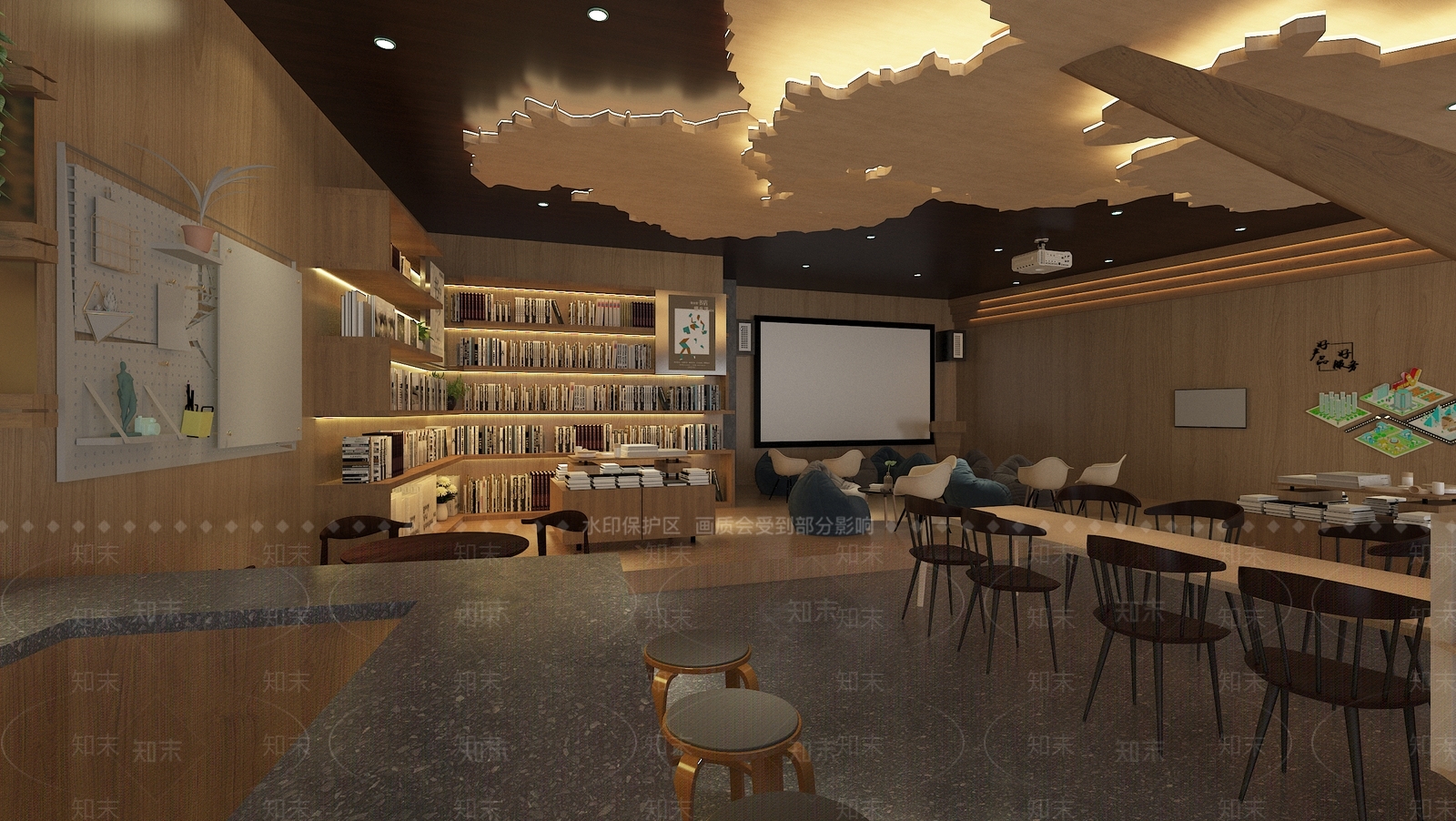 现代书吧3D模型下载【ID:1116035876】