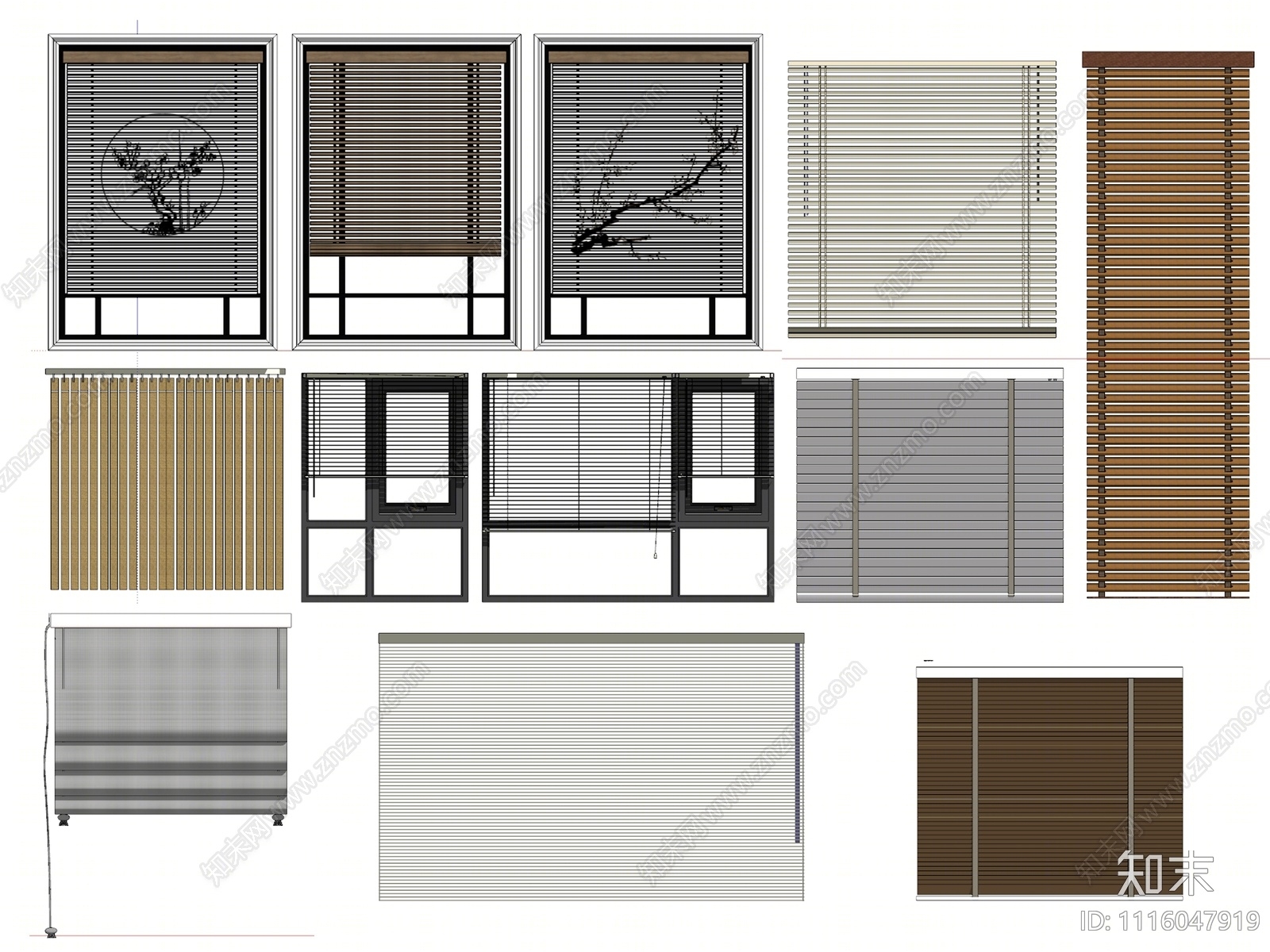 现代百叶窗合集SU模型下载【ID:1116047919】