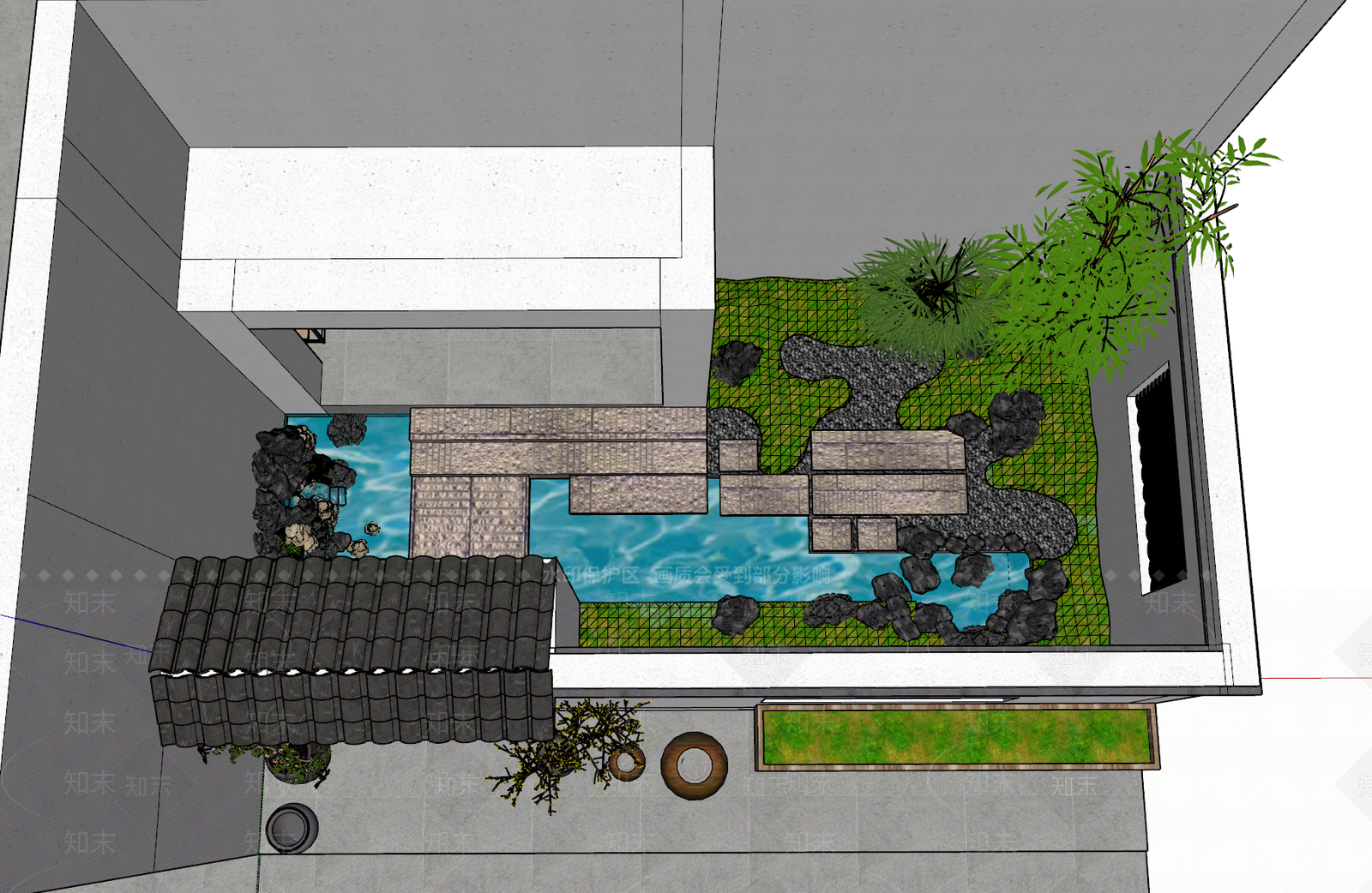 现代入户花园庭院SU模型下载【ID:1116063448】