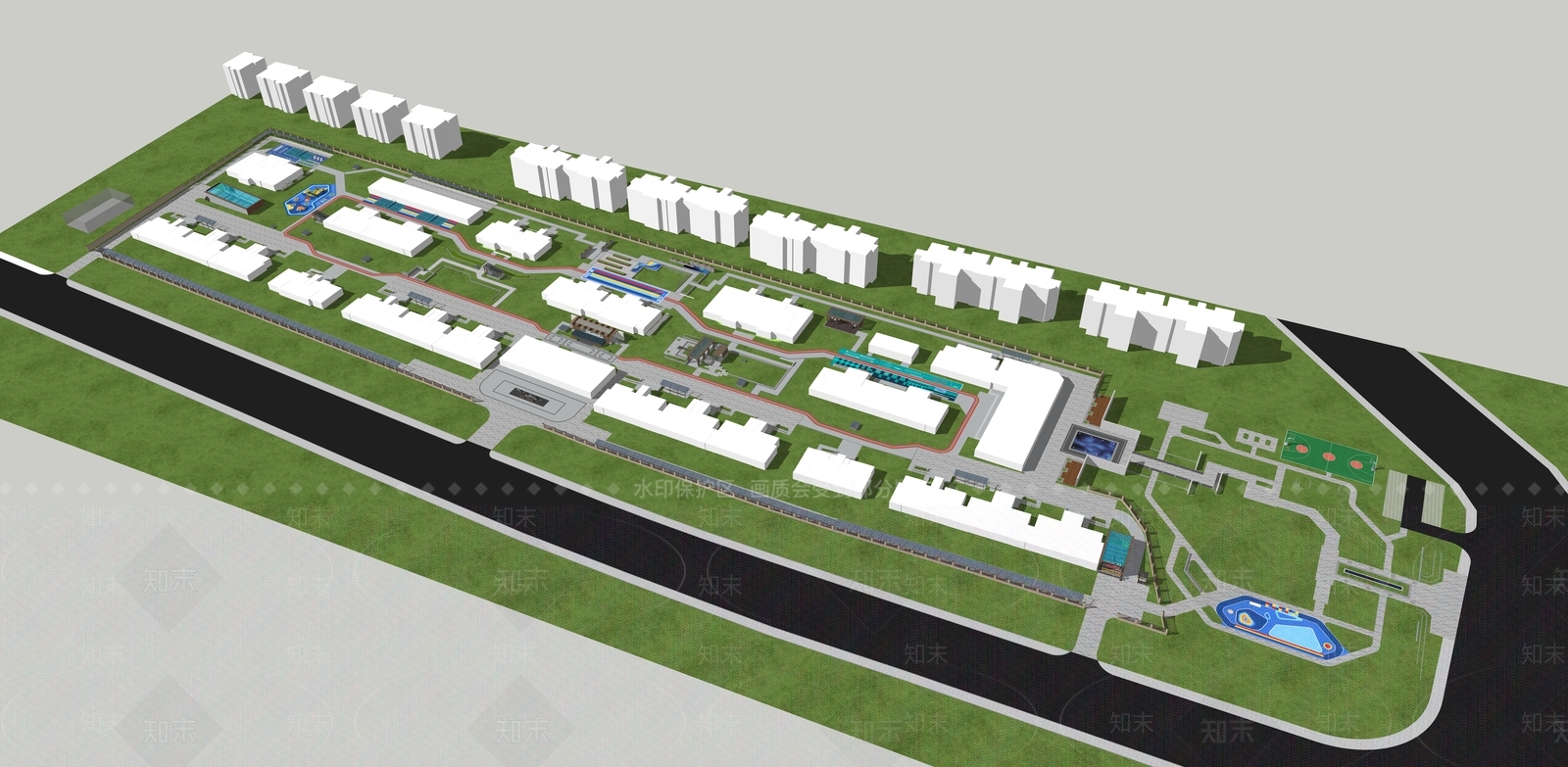 新中式小区建筑SU模型下载【ID:1116238095】