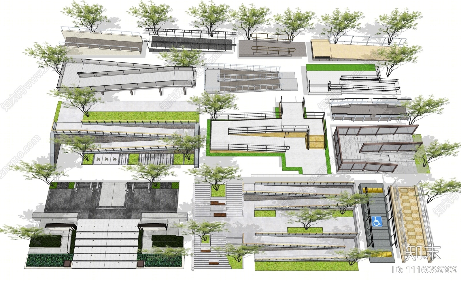 现代无障碍坡道SU模型下载【ID:1116086309】