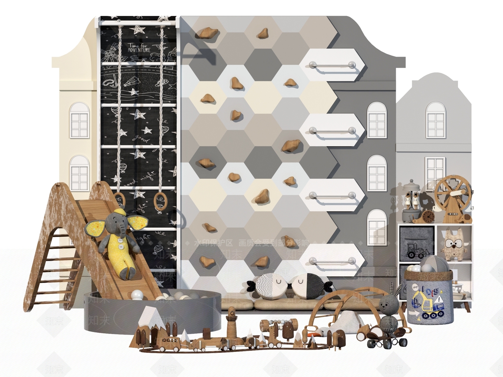 现代攀岩墙3D模型下载【ID:1116098713】