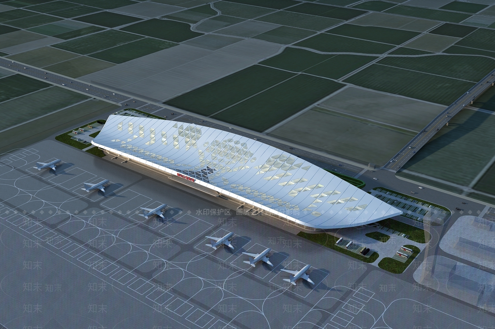 现代飞机场3D模型下载【ID:1116103572】