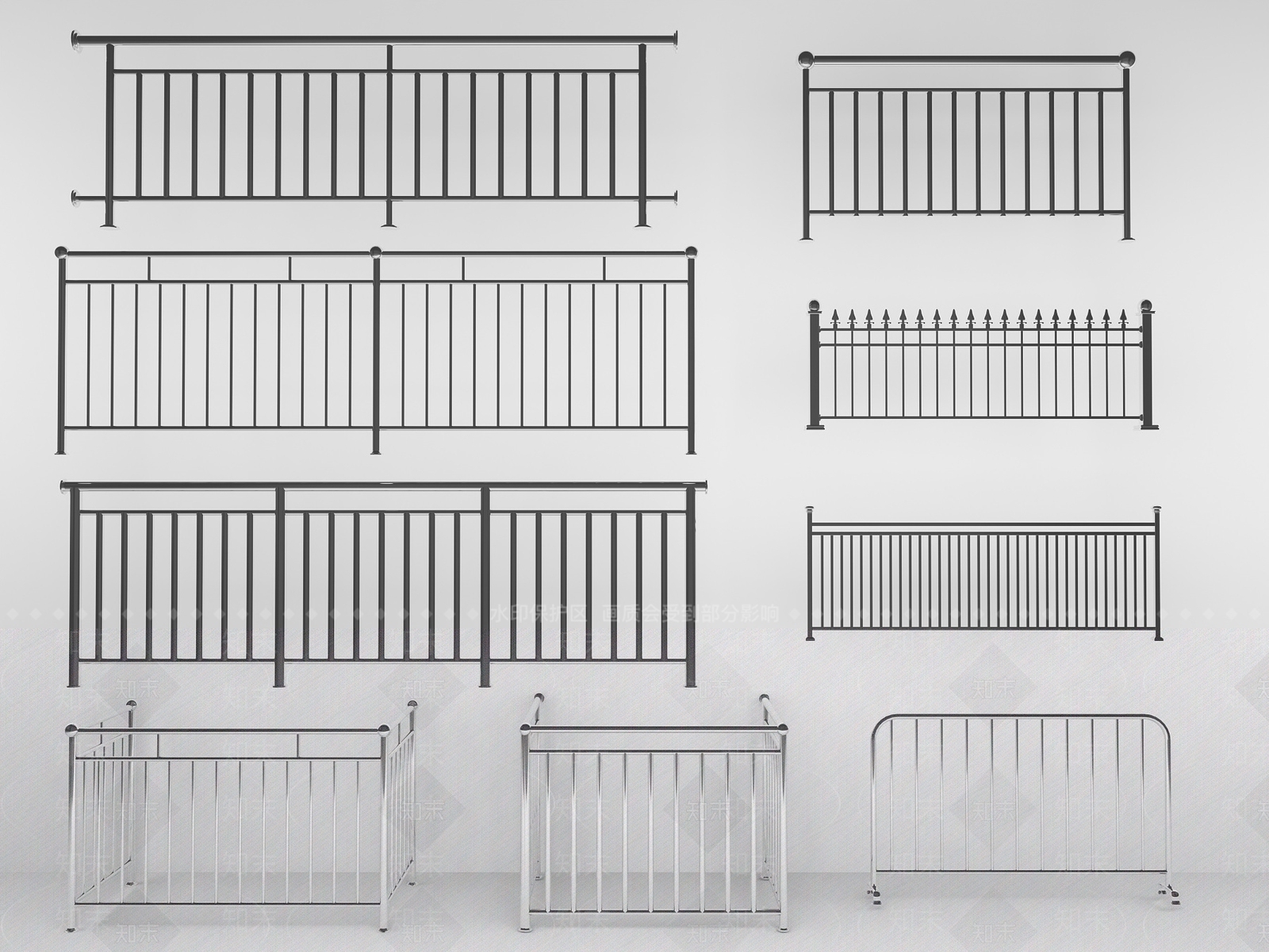 现代不锈钢栏杆SU模型下载【ID:1116105574】