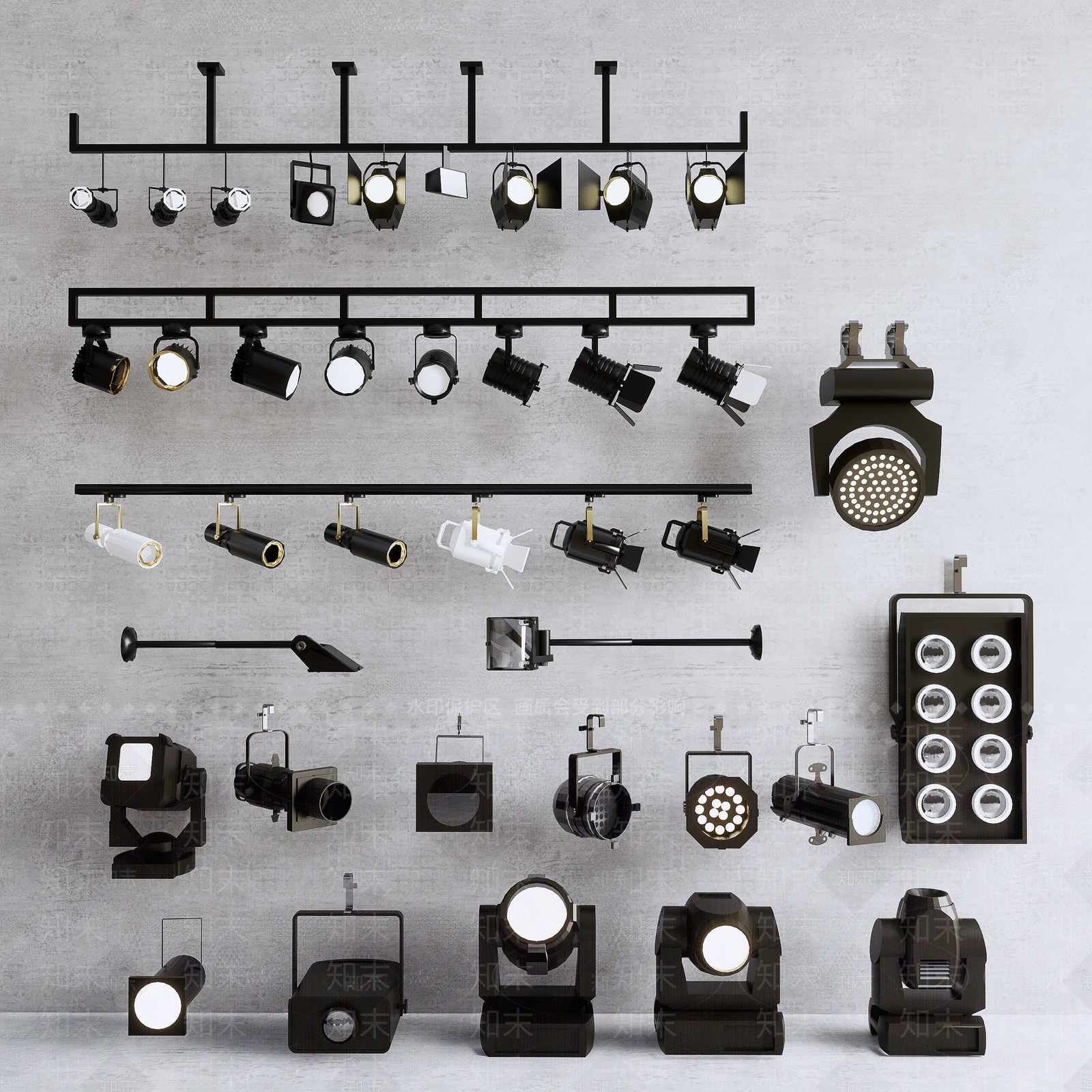 现代舞台射灯SU模型下载【ID:1116123948】