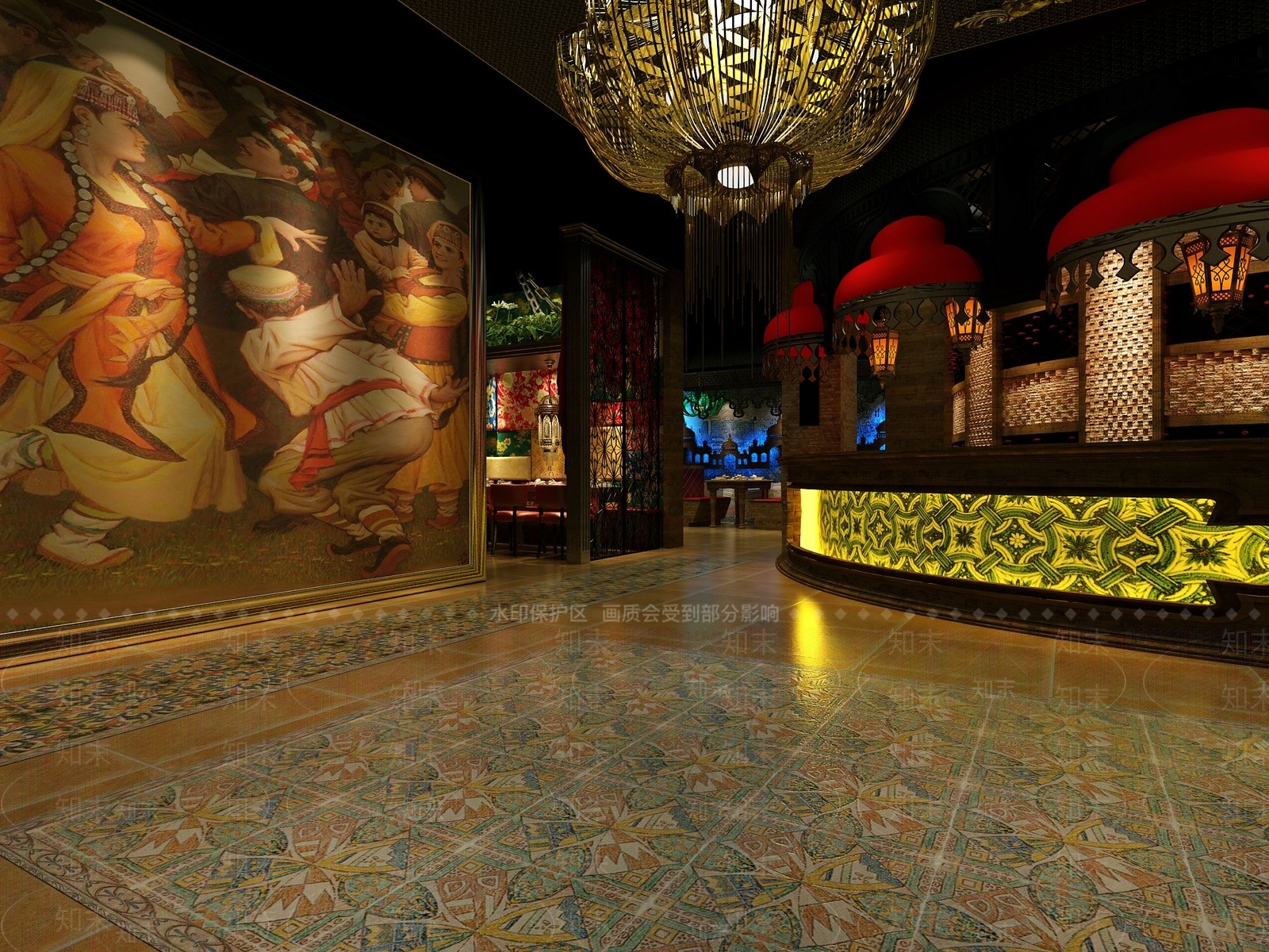 藏式复古餐厅收银前台3D模型下载【ID:1116126899】