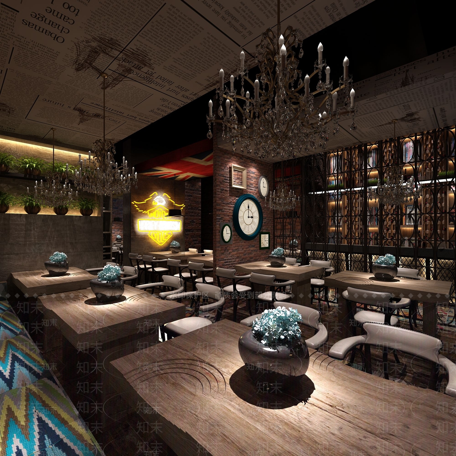 工业风复古餐饮饭店3D模型下载【ID:1116127049】