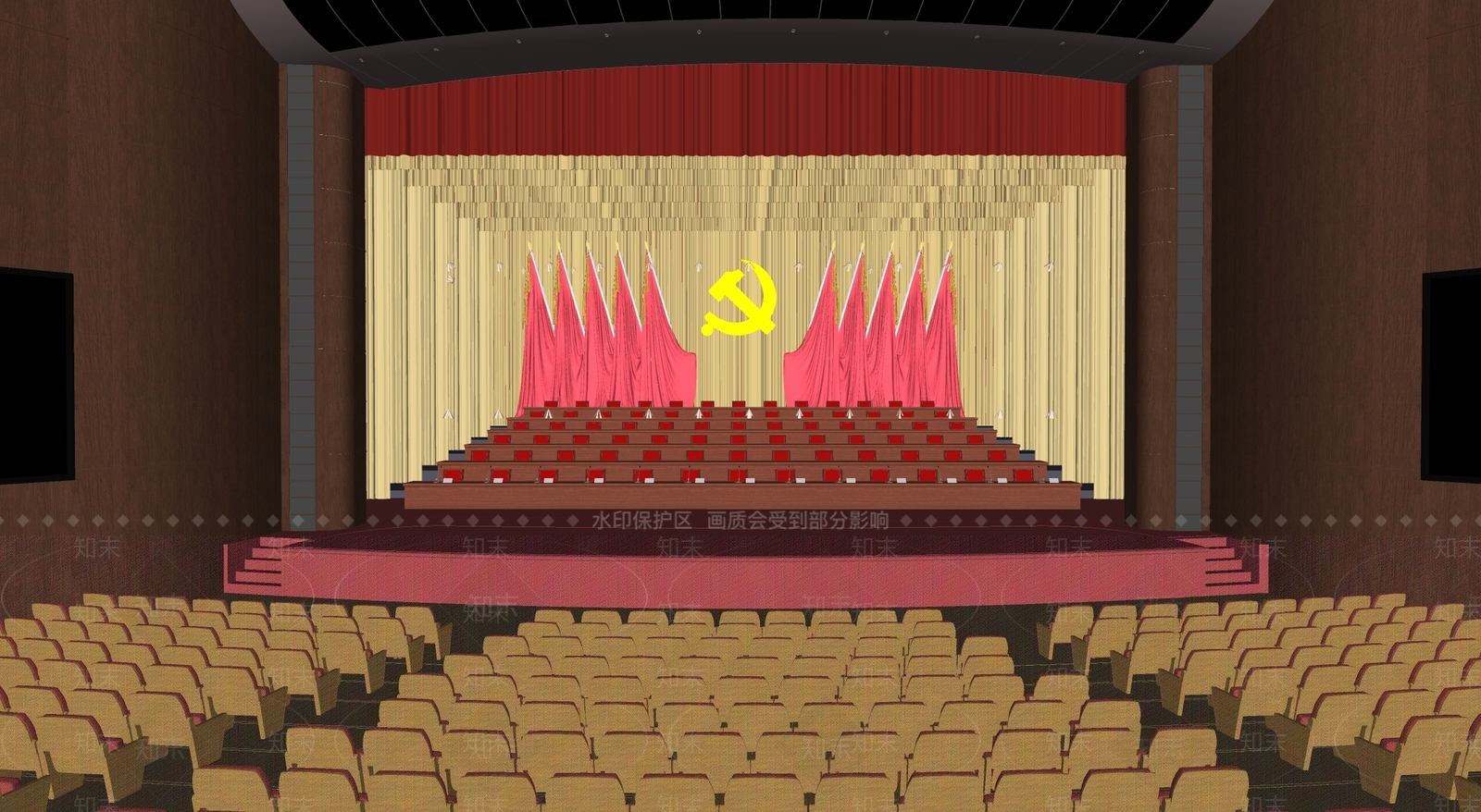 中式报告厅SU模型下载【ID:1116132592】