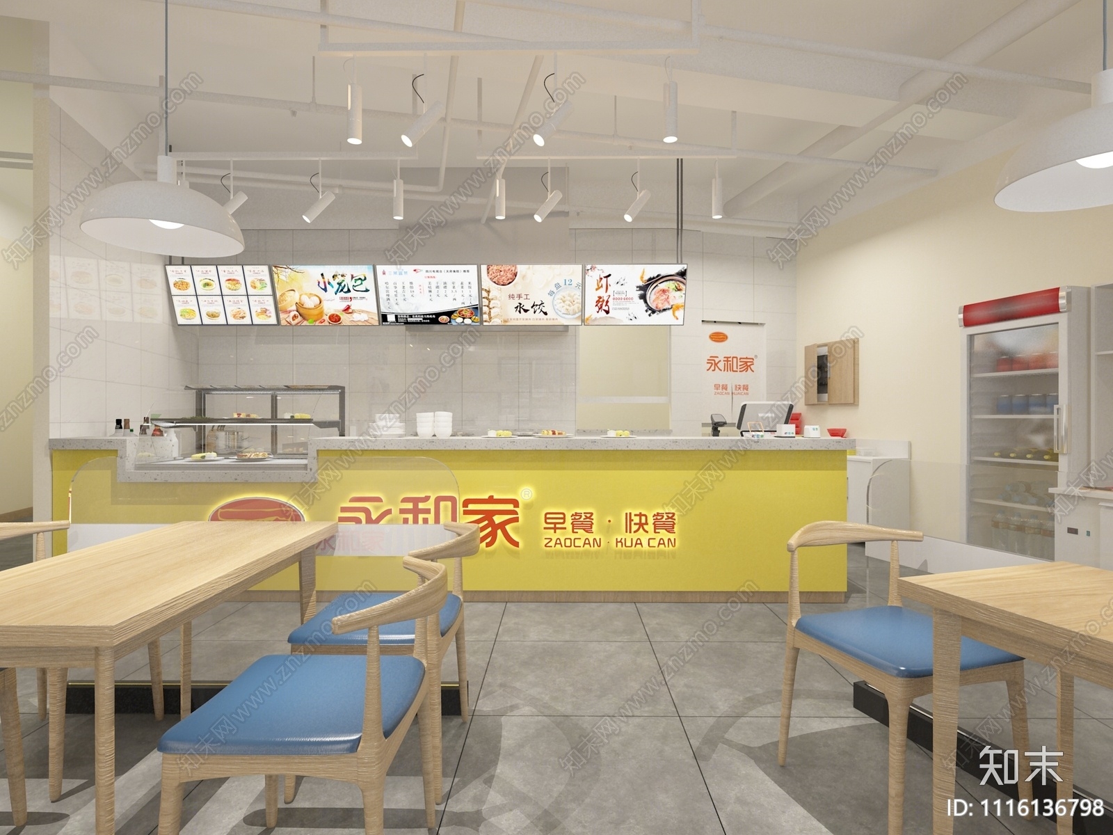 现代快餐早餐店3D模型下载【ID:1116136798】