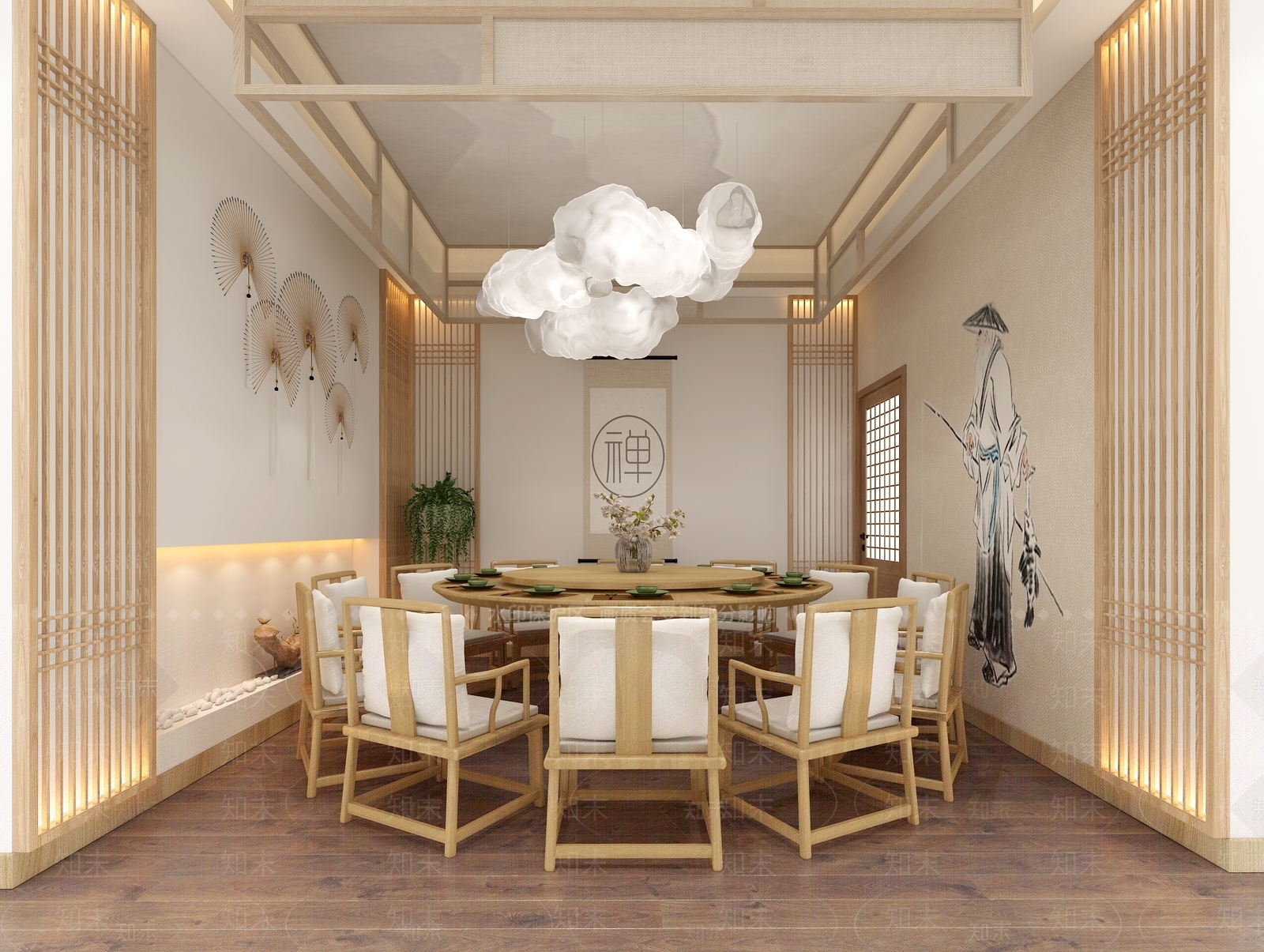 日式餐厅包间3D模型下载【ID:1116136821】