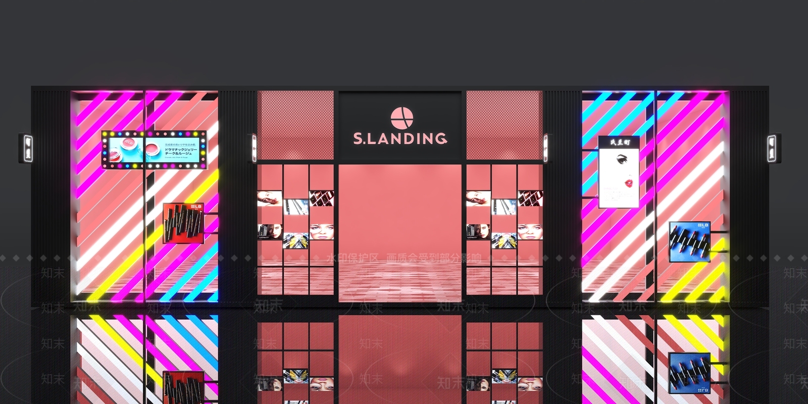 现代化妆品店铺门头3D模型下载【ID:1116143534】