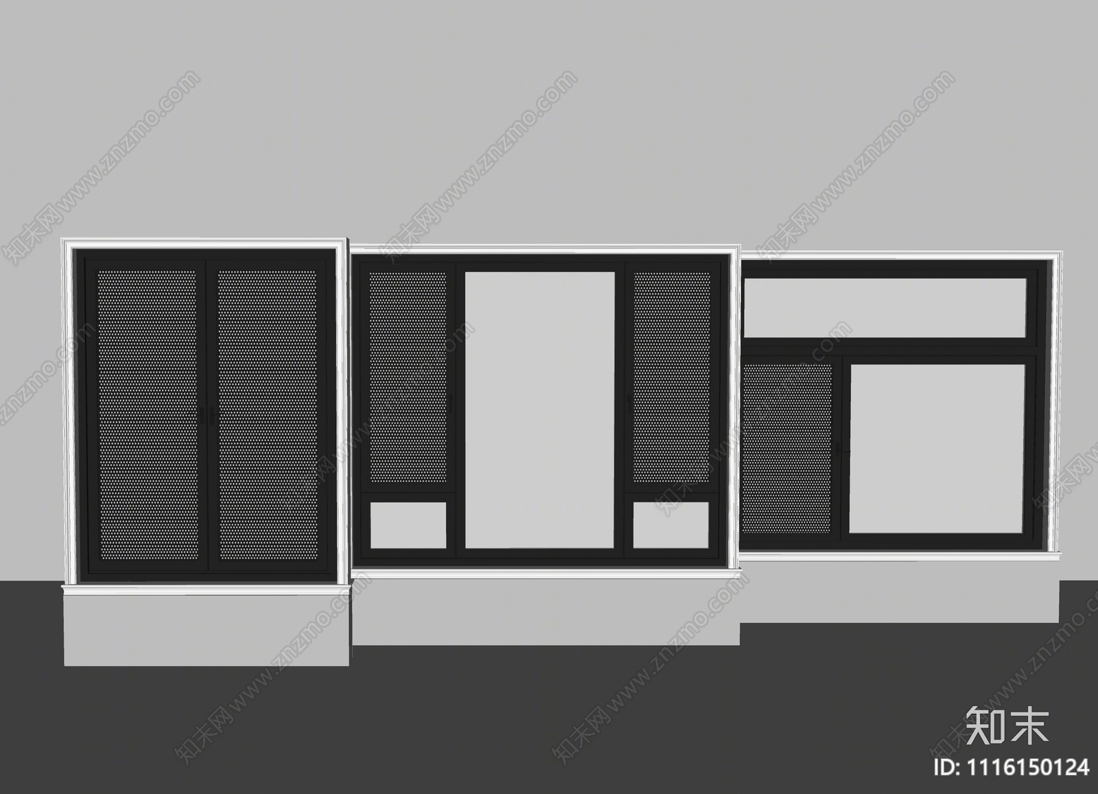 现代铝合金窗户SU模型下载【ID:1116150124】