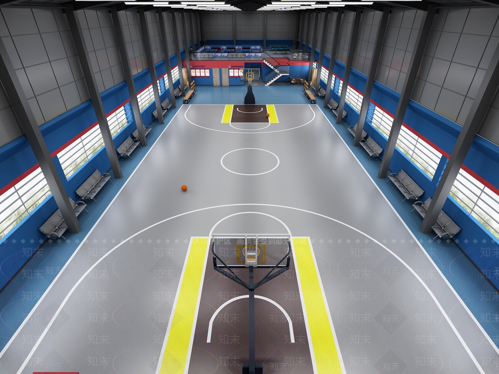 现代篮球场3D模型下载【ID:1116155937】