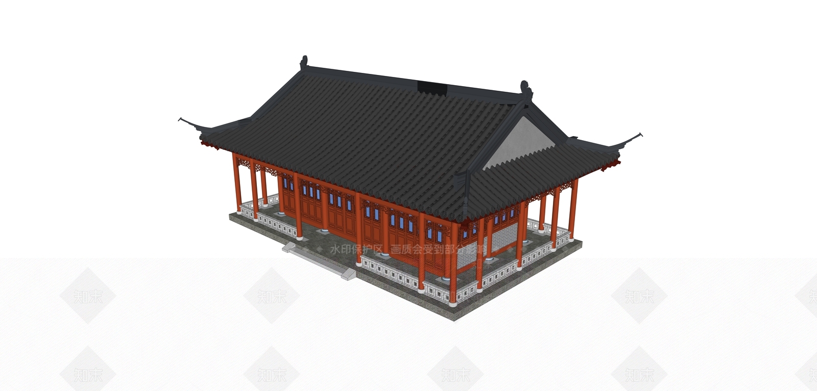 中式古建筑房屋SU模型下载【ID:1116155378】