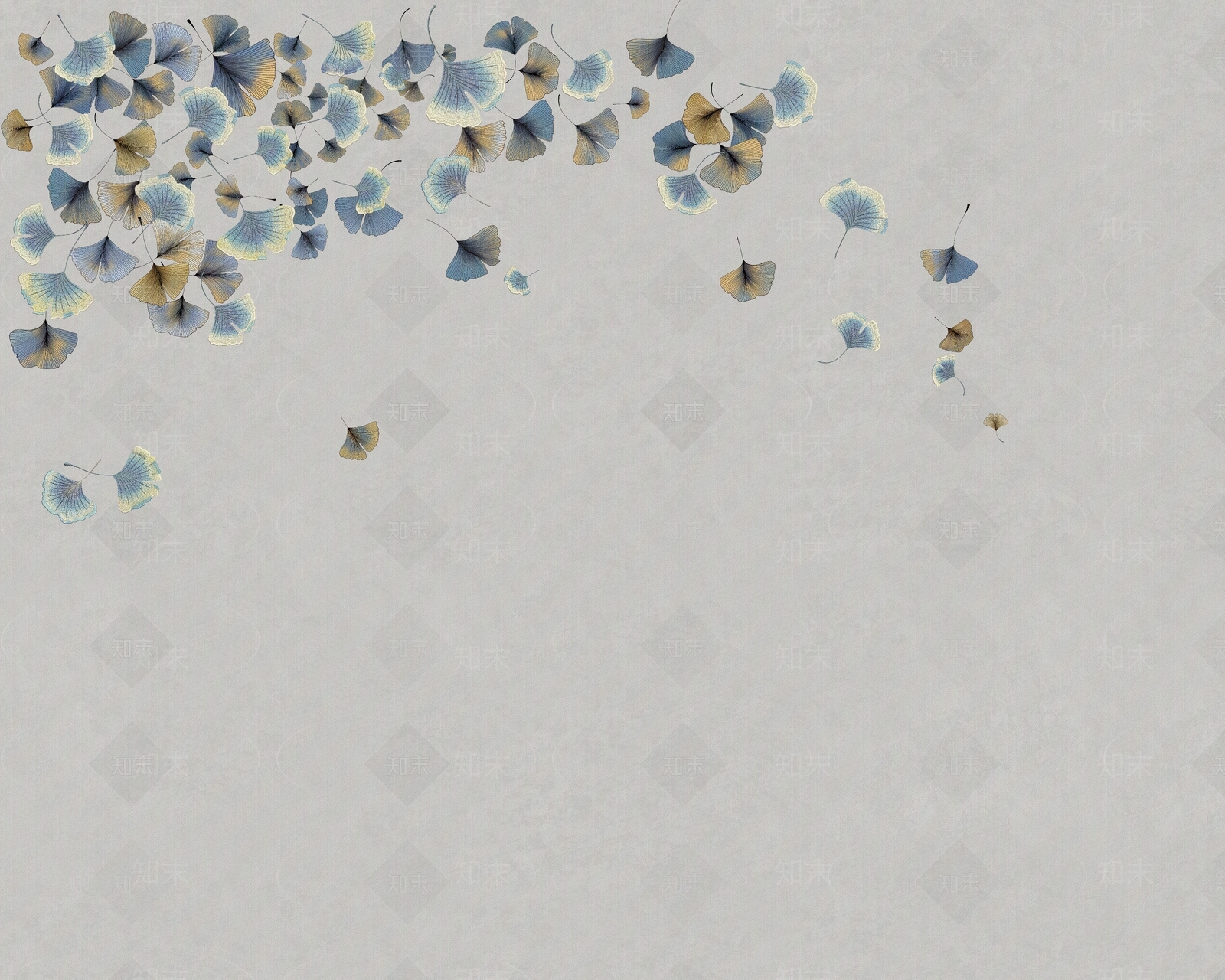 新中式银杏墙纸壁画贴图下载【ID:1116157626】