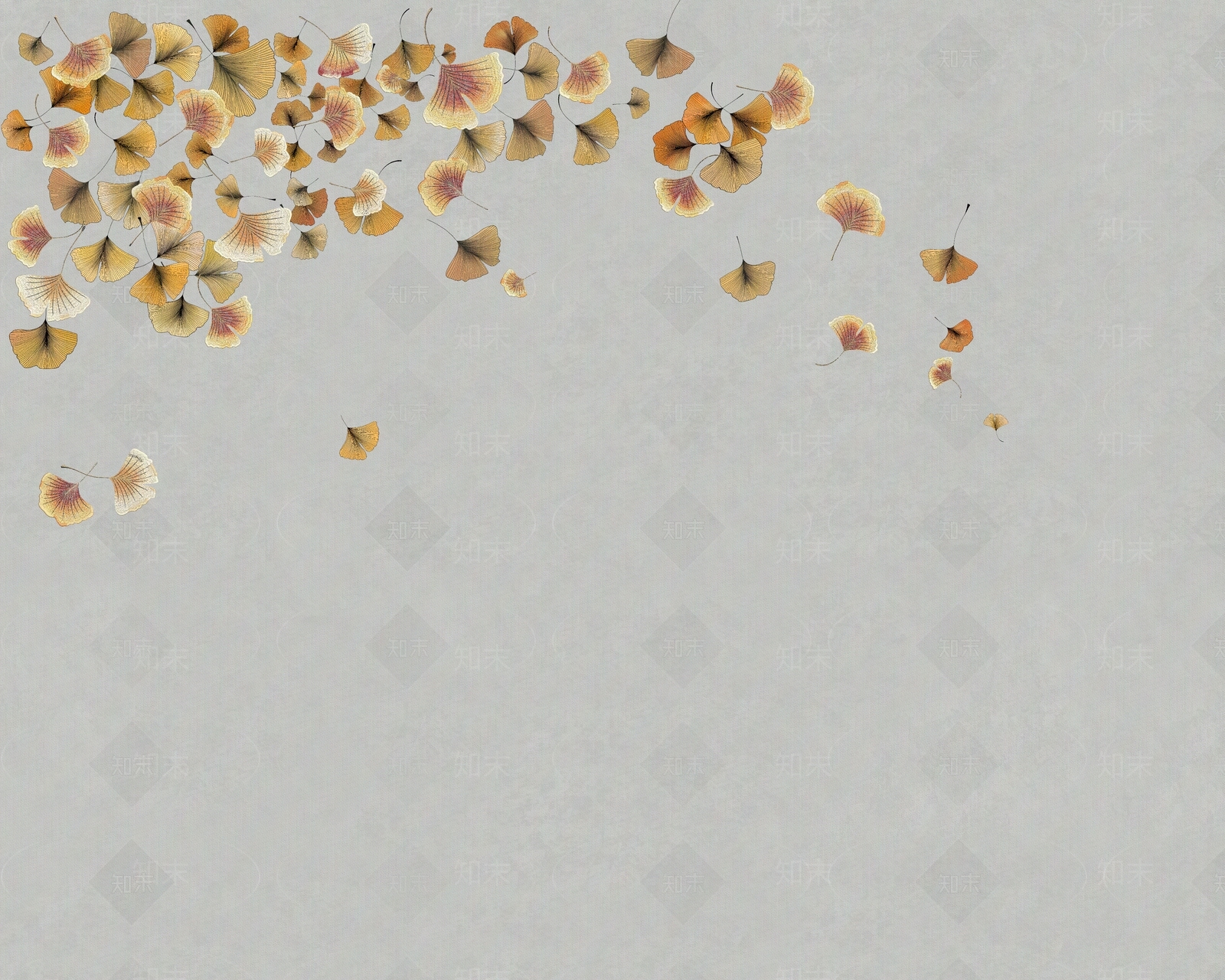 新中式银杏墙纸壁画贴图下载【ID:1116158776】