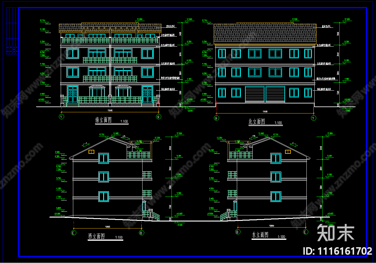 新农村联建房建筑cad施工图施工图下载【ID:1116161702】