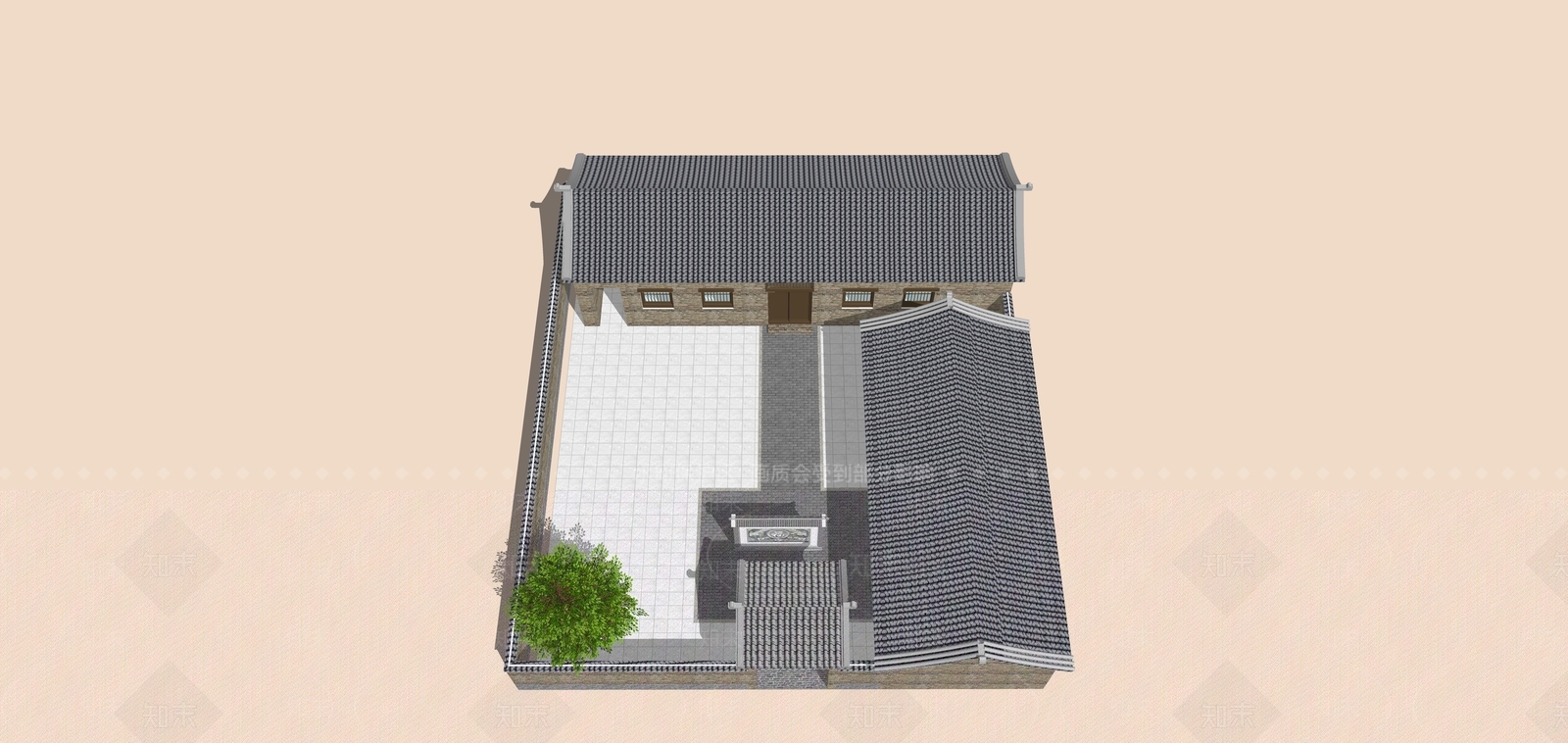 中式特色小院SU模型下载【ID:1116173672】