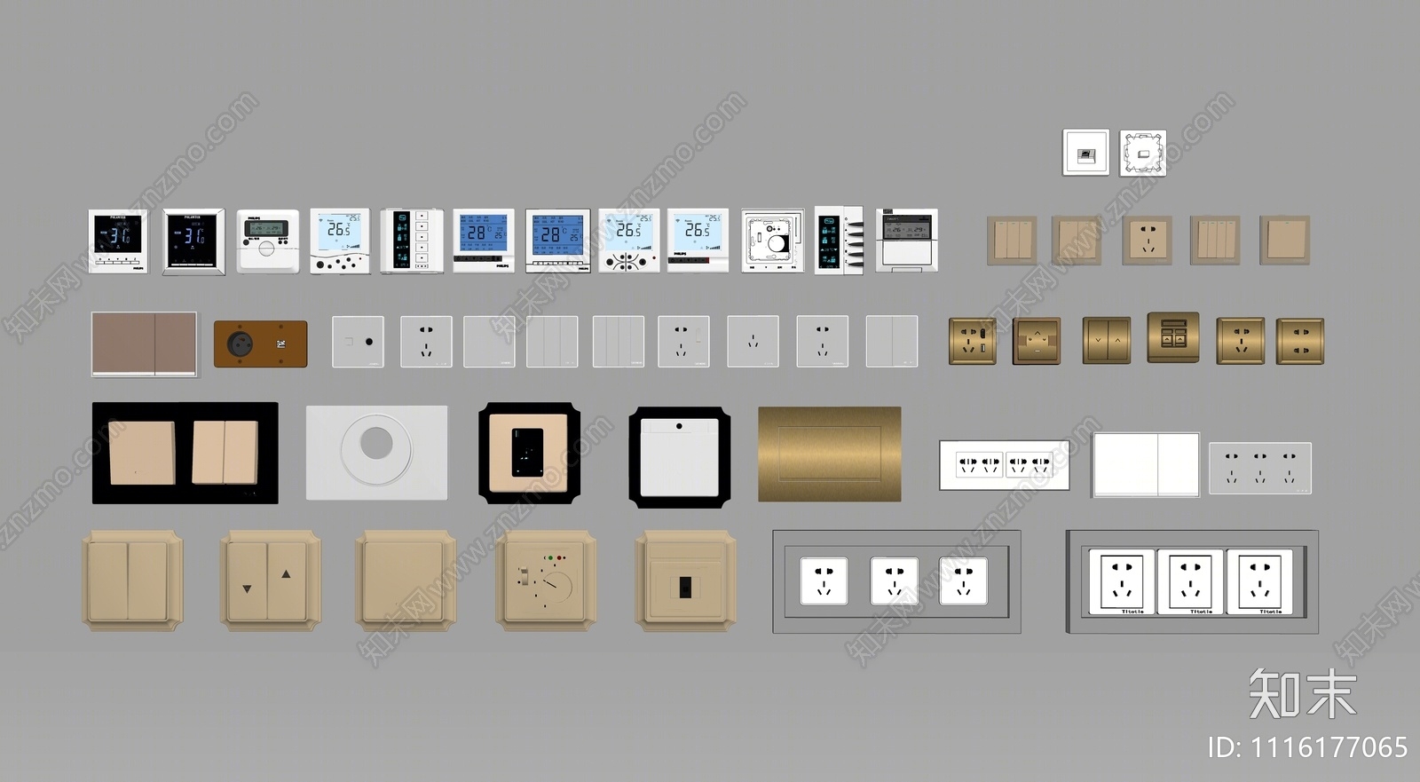 现代开关插座组合SU模型下载【ID:1116177065】
