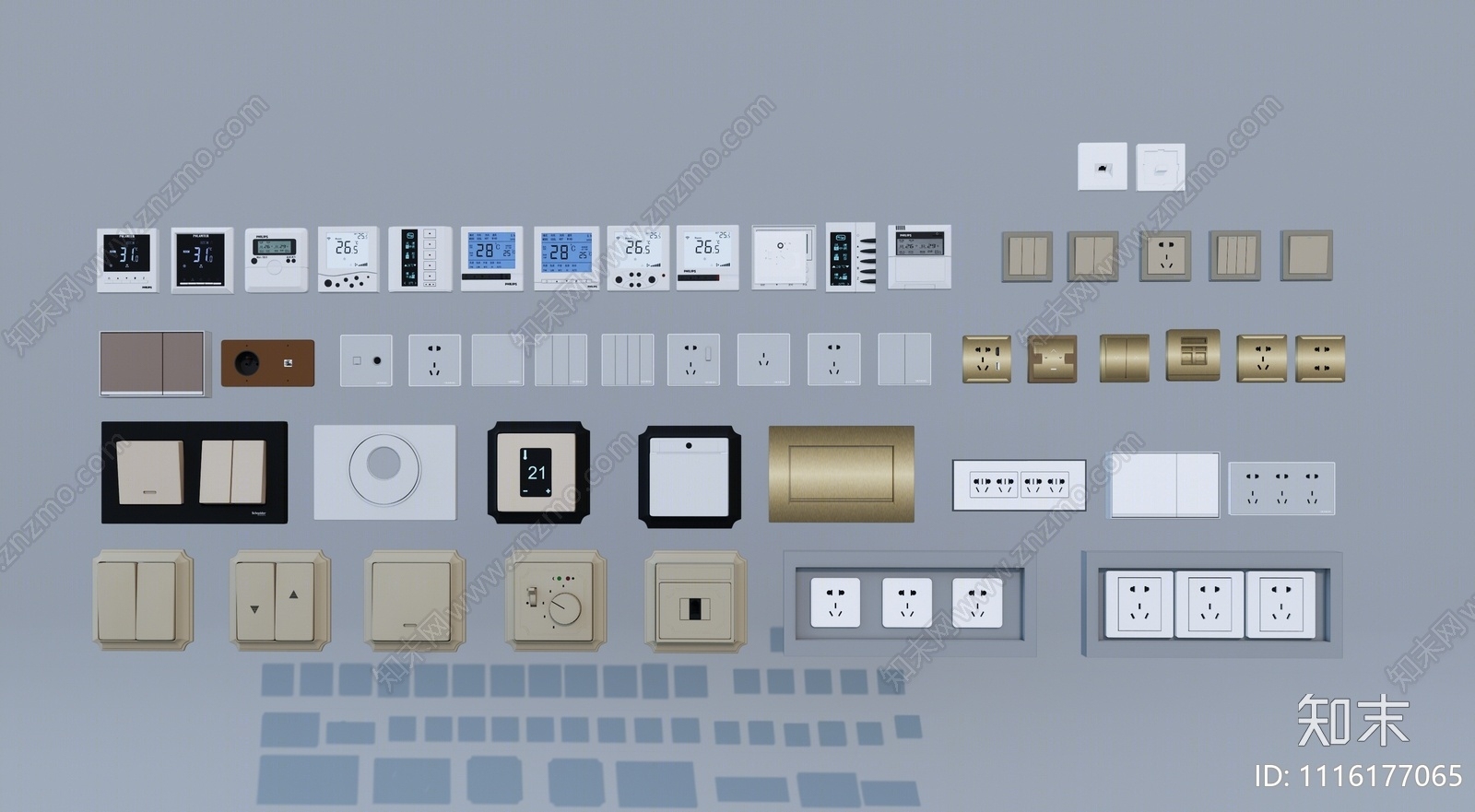 现代开关插座组合SU模型下载【ID:1116177065】