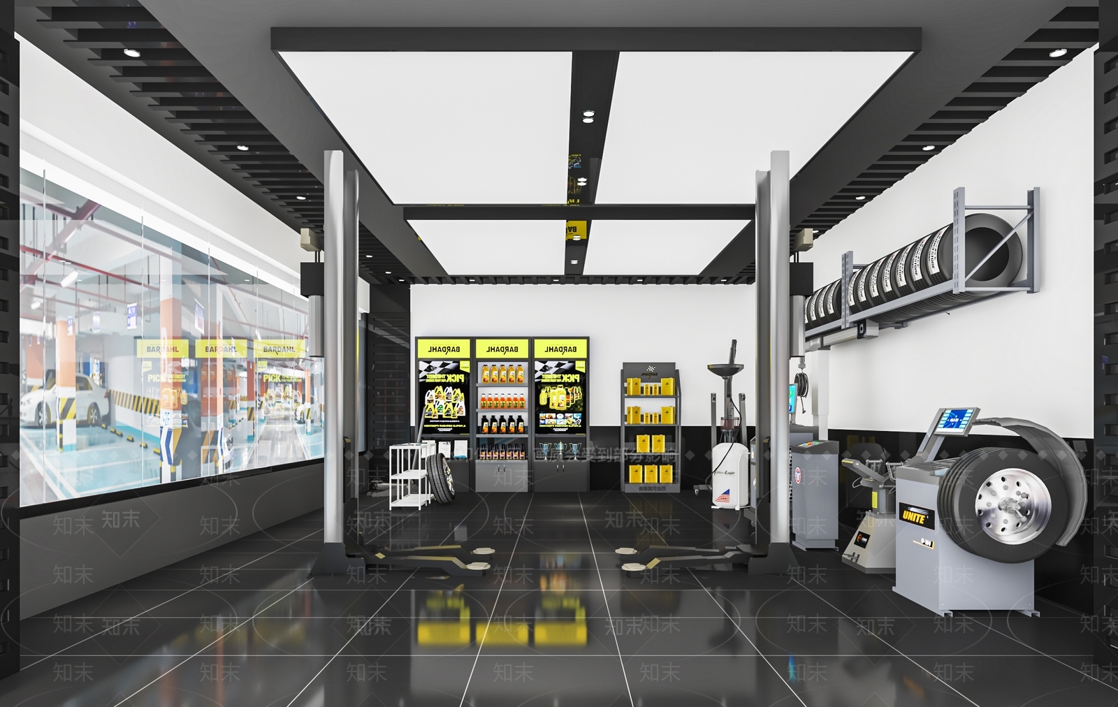 现代汽车维修店SU模型下载【ID:1116177428】