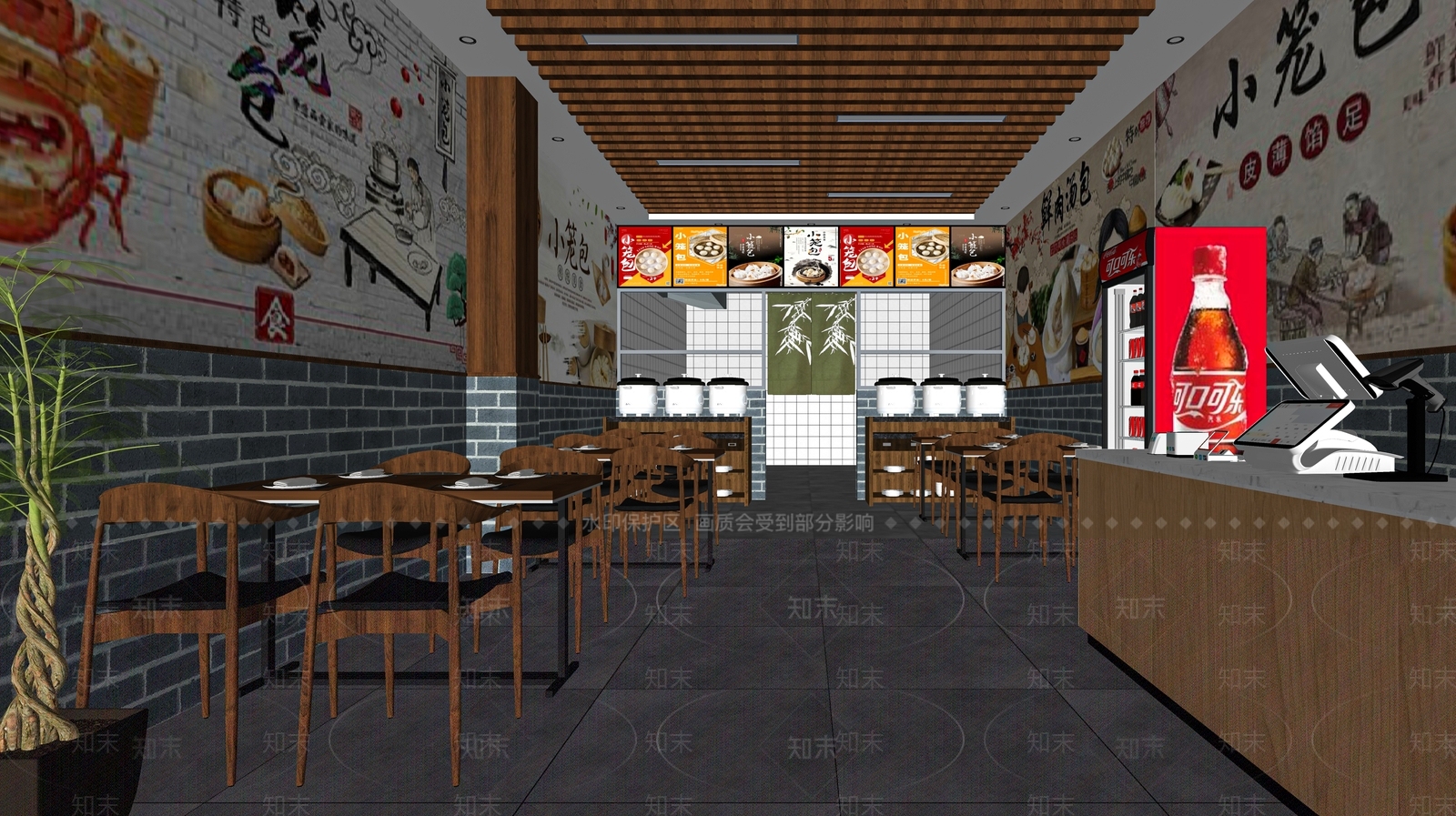 现代包子店SU模型下载【ID:1116177659】