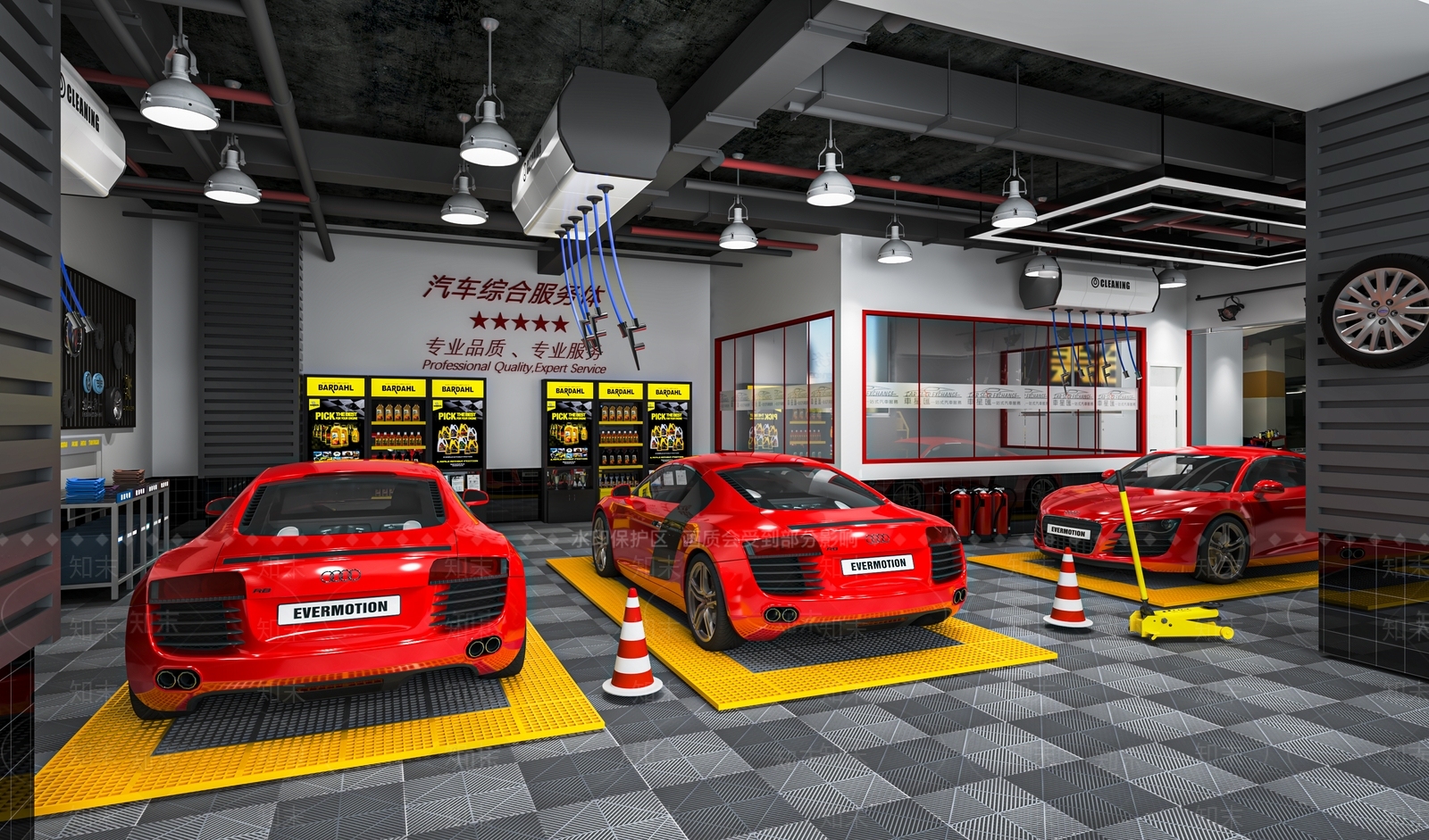 工业风汽车维修店SU模型下载【ID:1116182693】