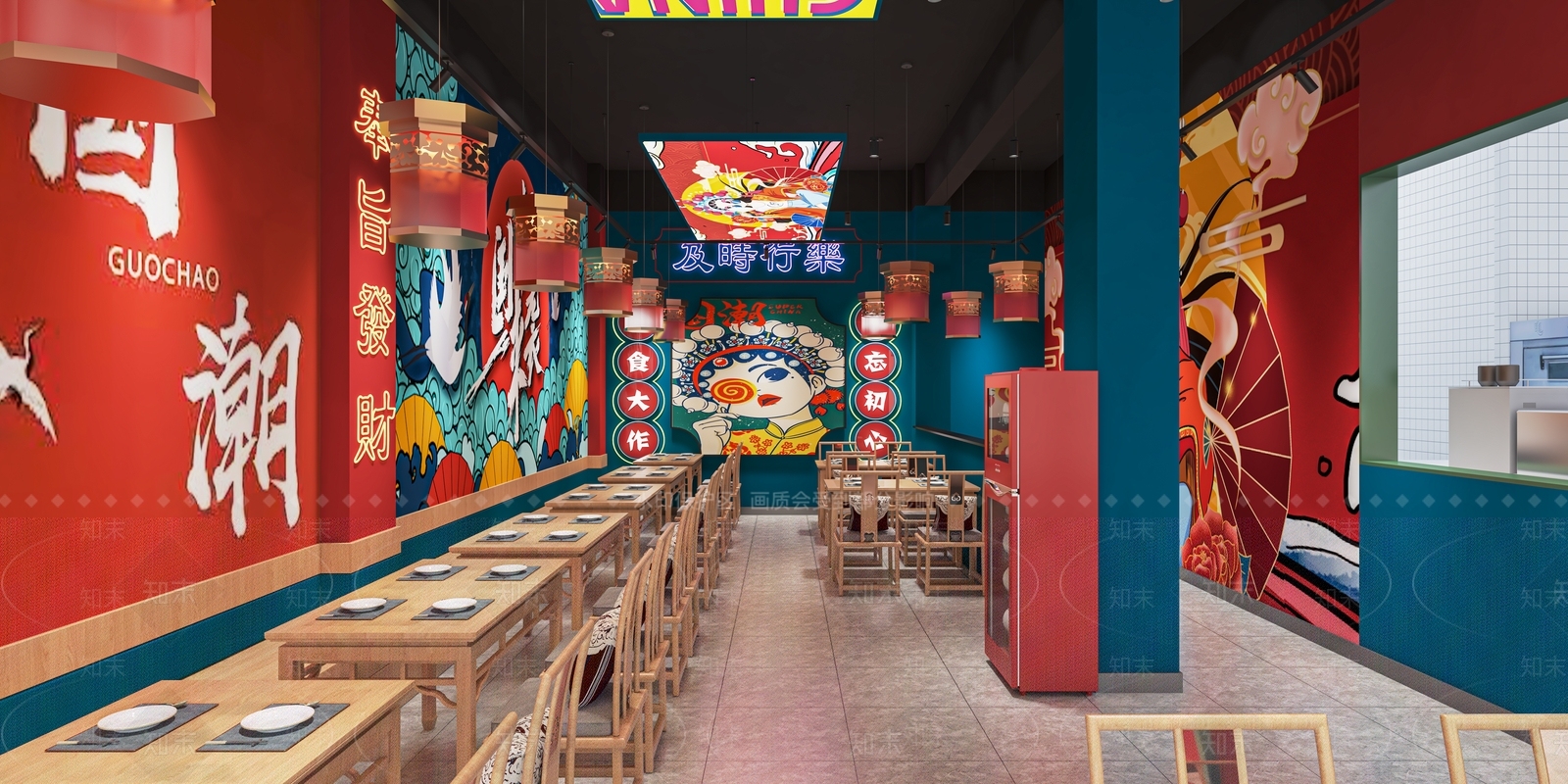 现代国潮快餐店SU模型下载【ID:1116182048】
