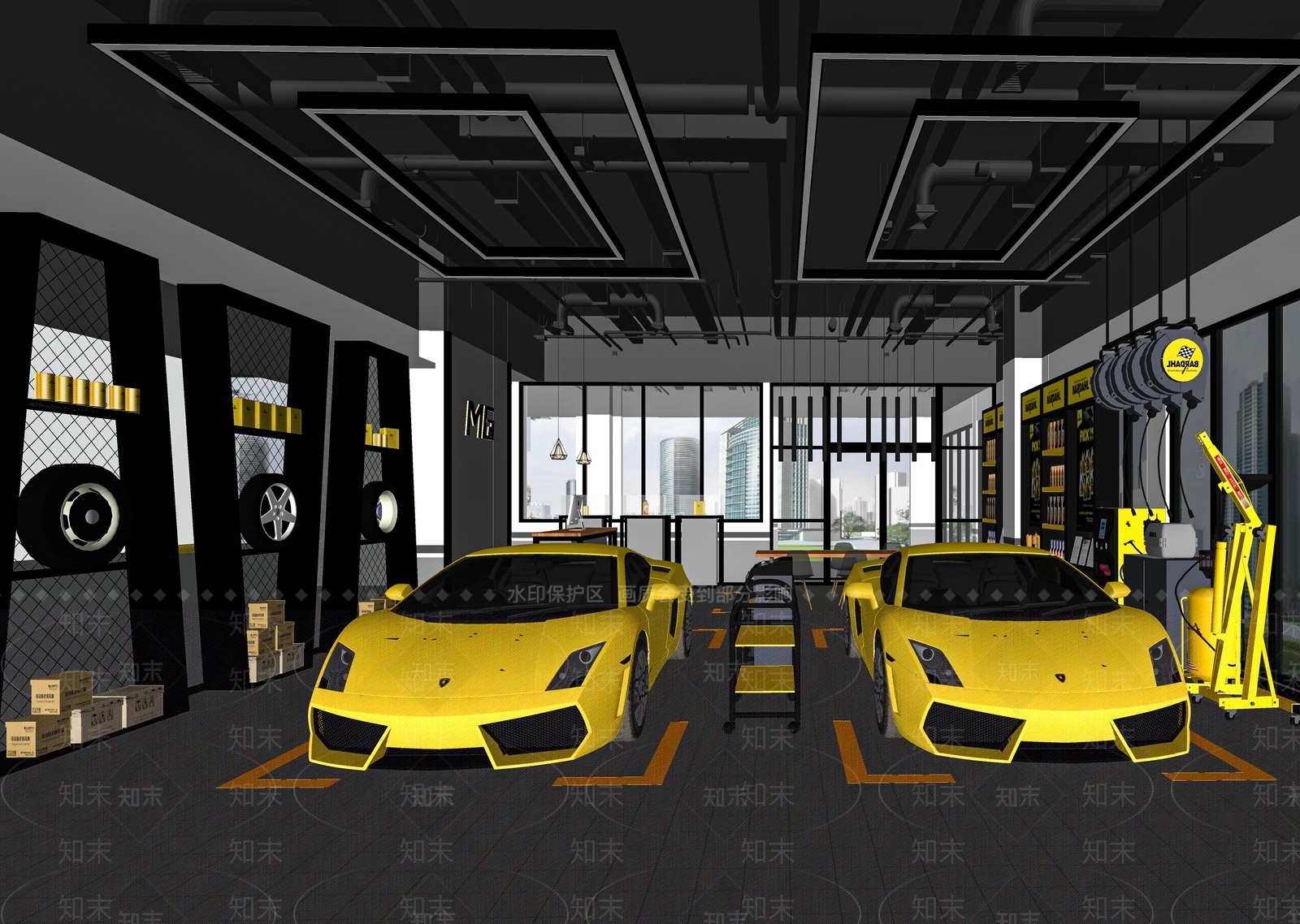 现代汽车维修店SU模型下载【ID:1116178618】