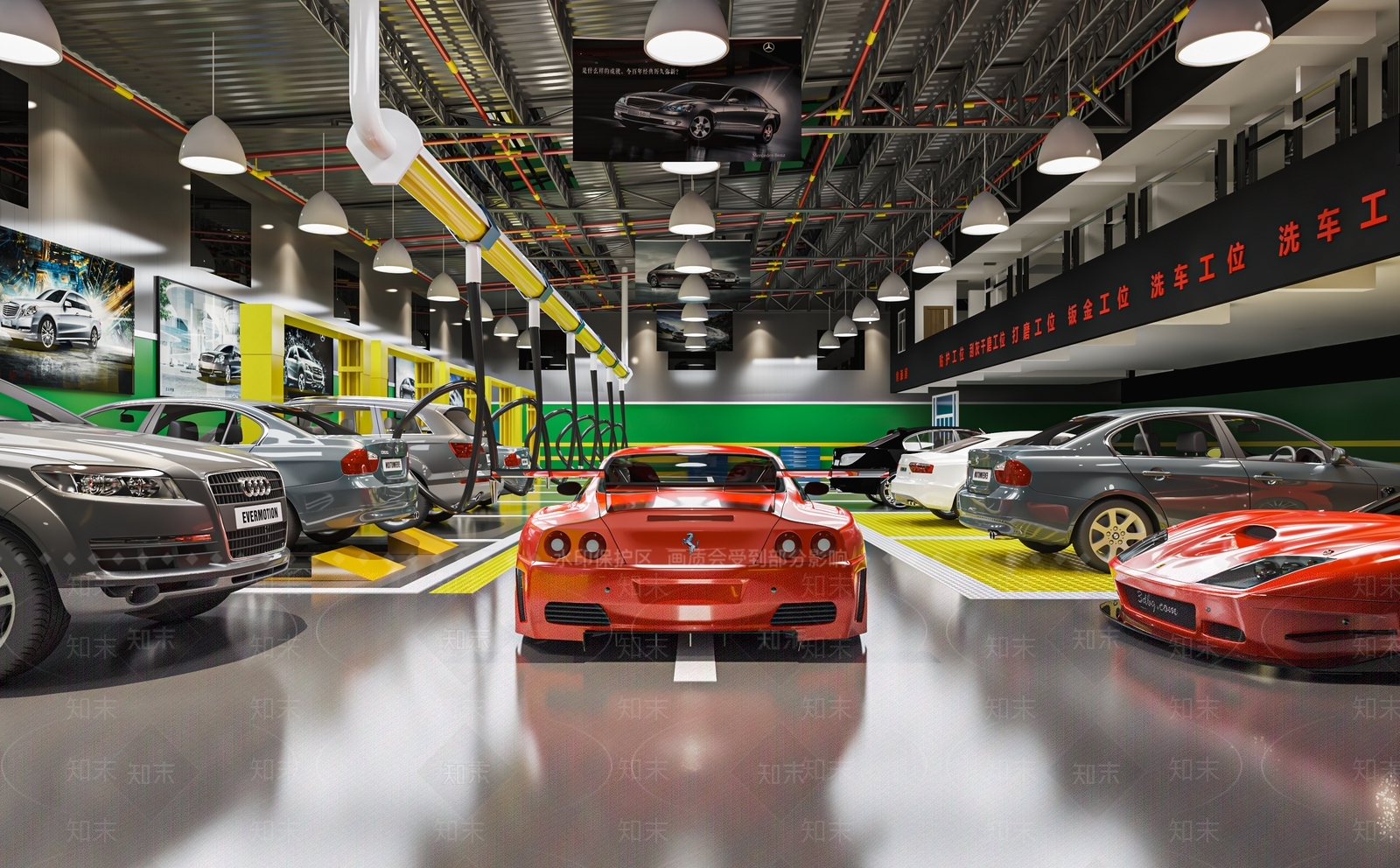 现代汽车维修店SU模型下载【ID:1116179355】