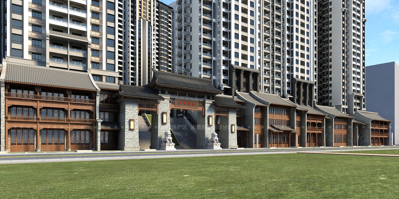 古建商业街牌坊3D模型下载【ID:1116185762】